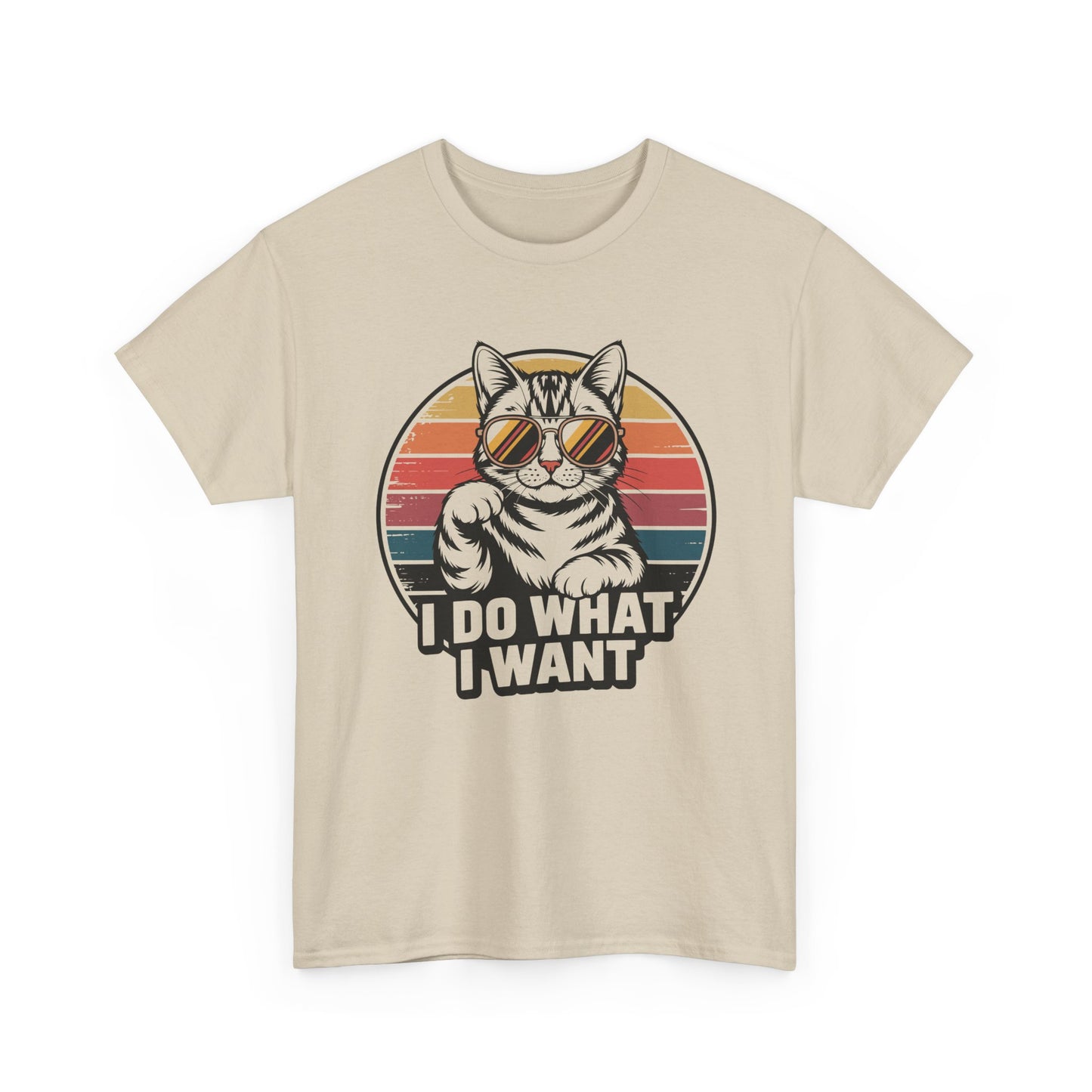 I Do What I Want Cat T-Shirt — Retro Sunglasses Vintage Stripe Graphic Tee