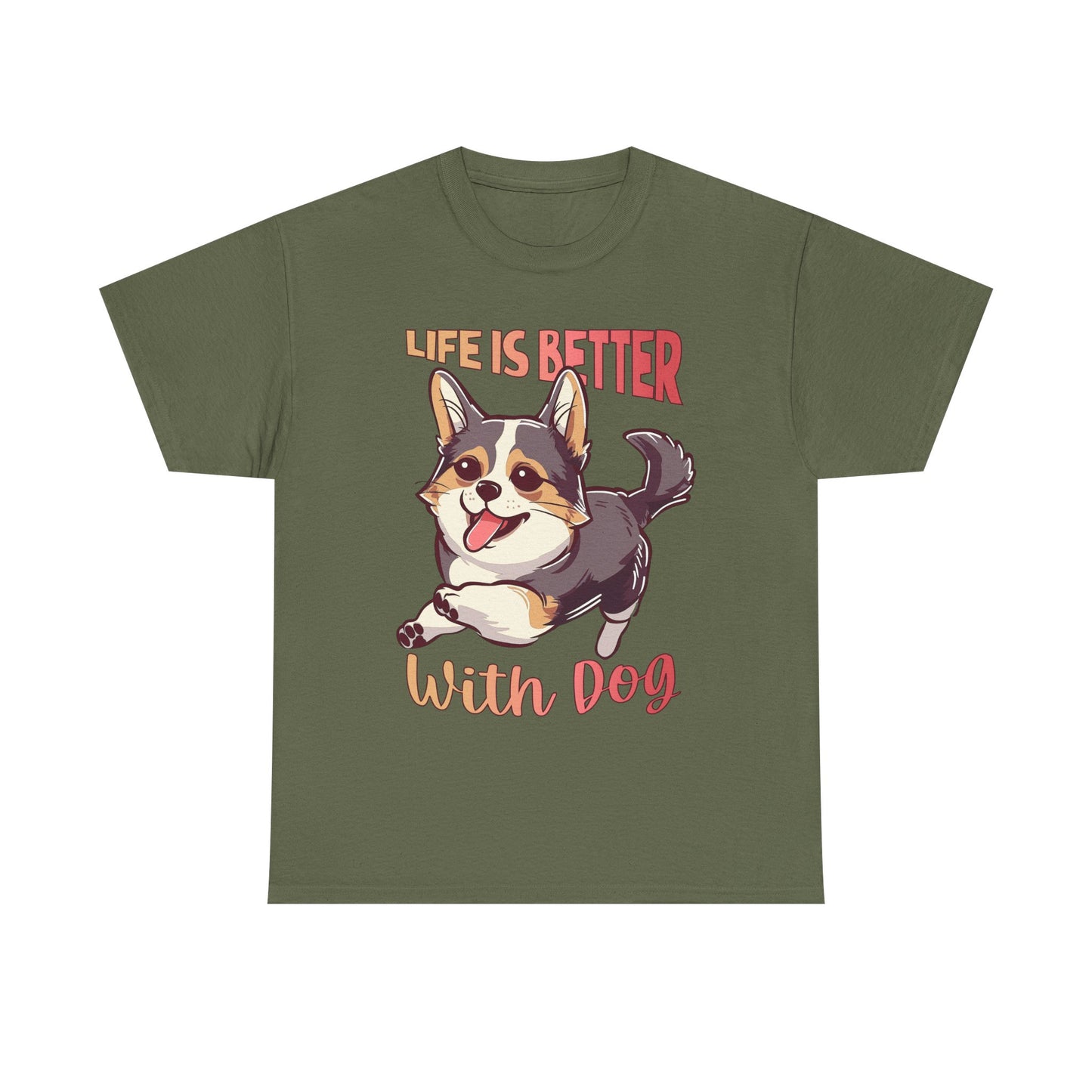 Life Is Better With Dog T-Shirt — Cute Corgi Graphic Tee for Dog Lovers