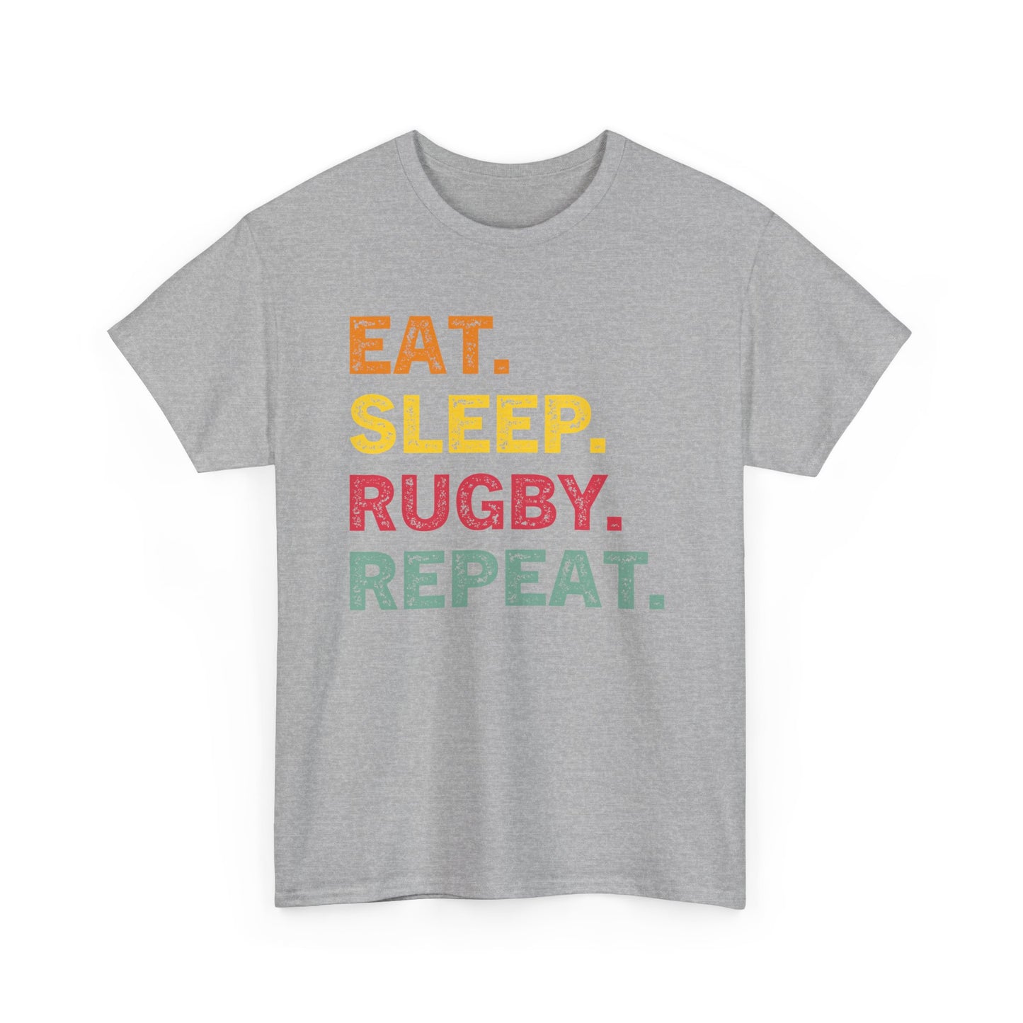 Rugby T-Shirt – "Eat. Sleep. Rugby. Repeat." Graphic Tee for Players & Fans