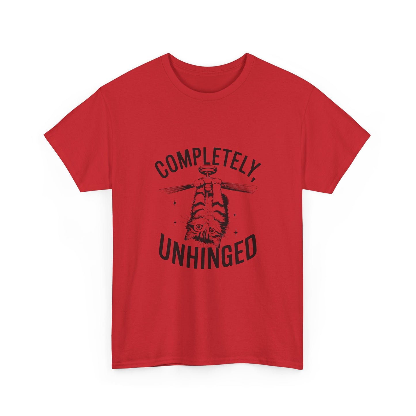 Funny T-Shirt — Completely Unhinged Graphic Tee (Vintage Cat Illustration)