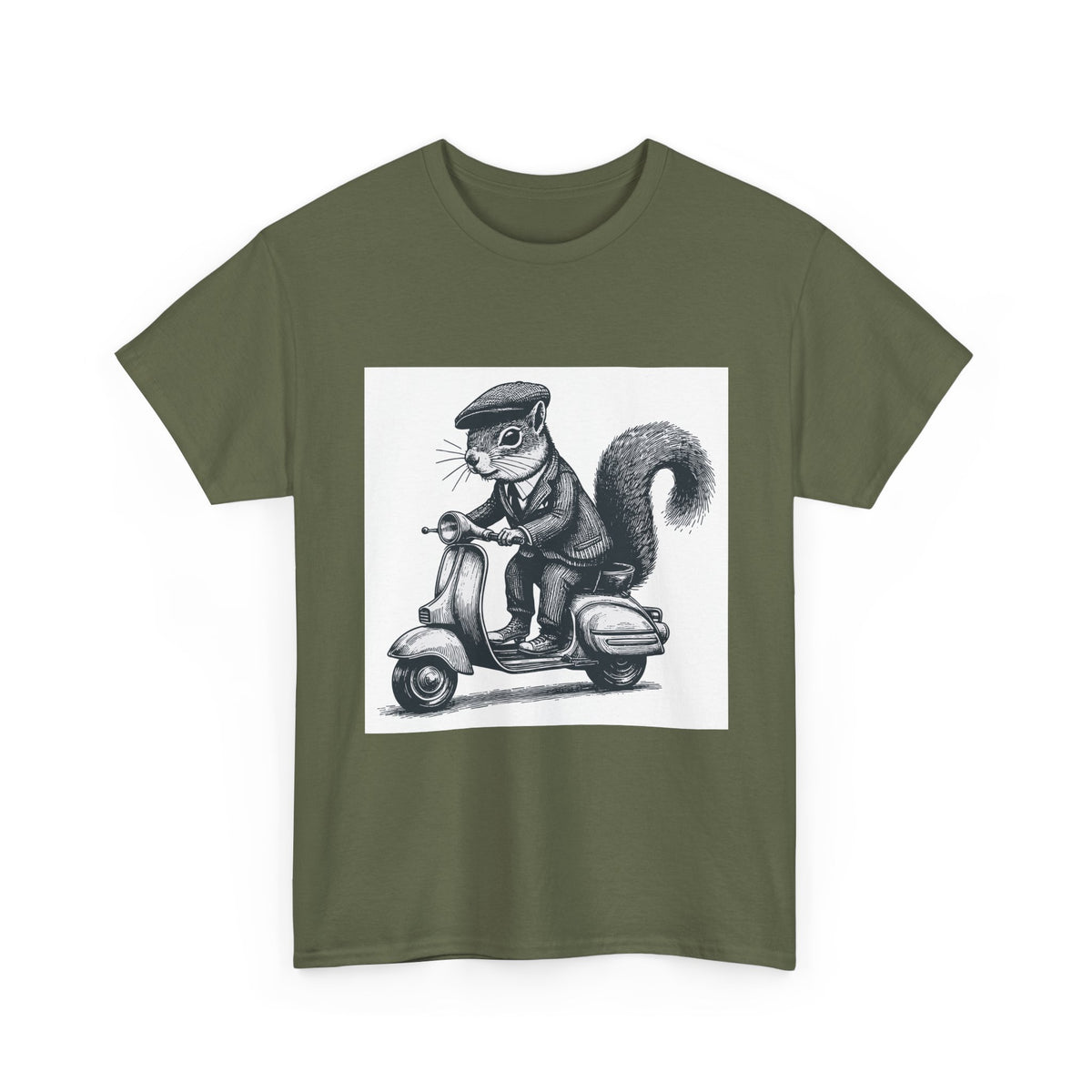 Squirrel on Scooter T-Shirt — Retro Riding Animal Tee