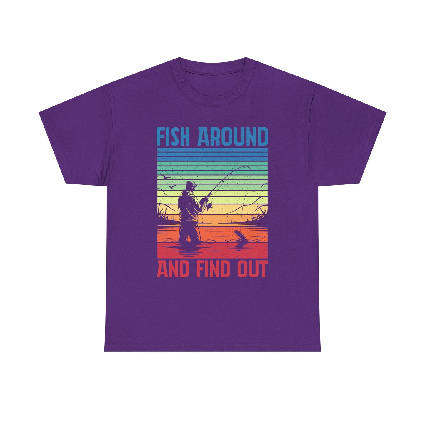 Fishing T-Shirt - "Fish Around and Find Out" Retro Sunset Angler Tee