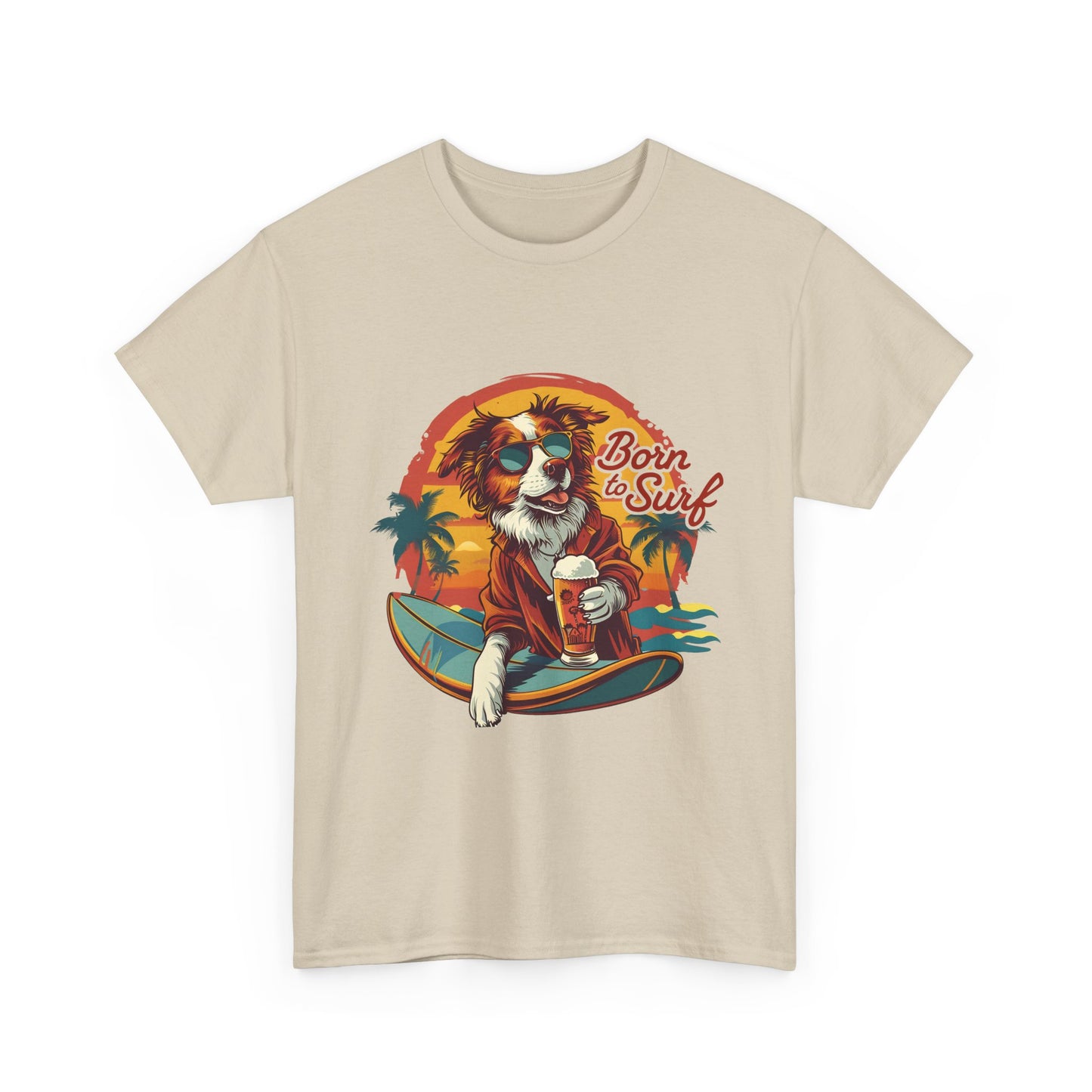 T-Shirt - "Born to Surf" Surfing Dog Graphic Tee