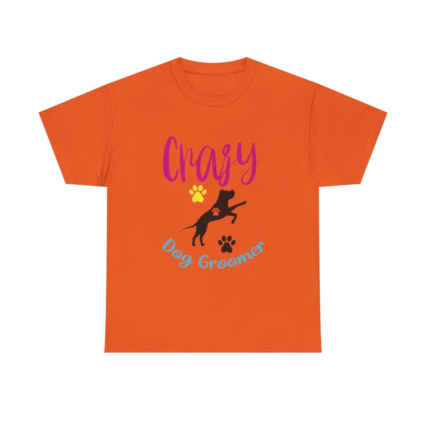 Crazy Dog Groomer T-Shirt — Funny Paw Print Grooming Tee for Pet Stylists