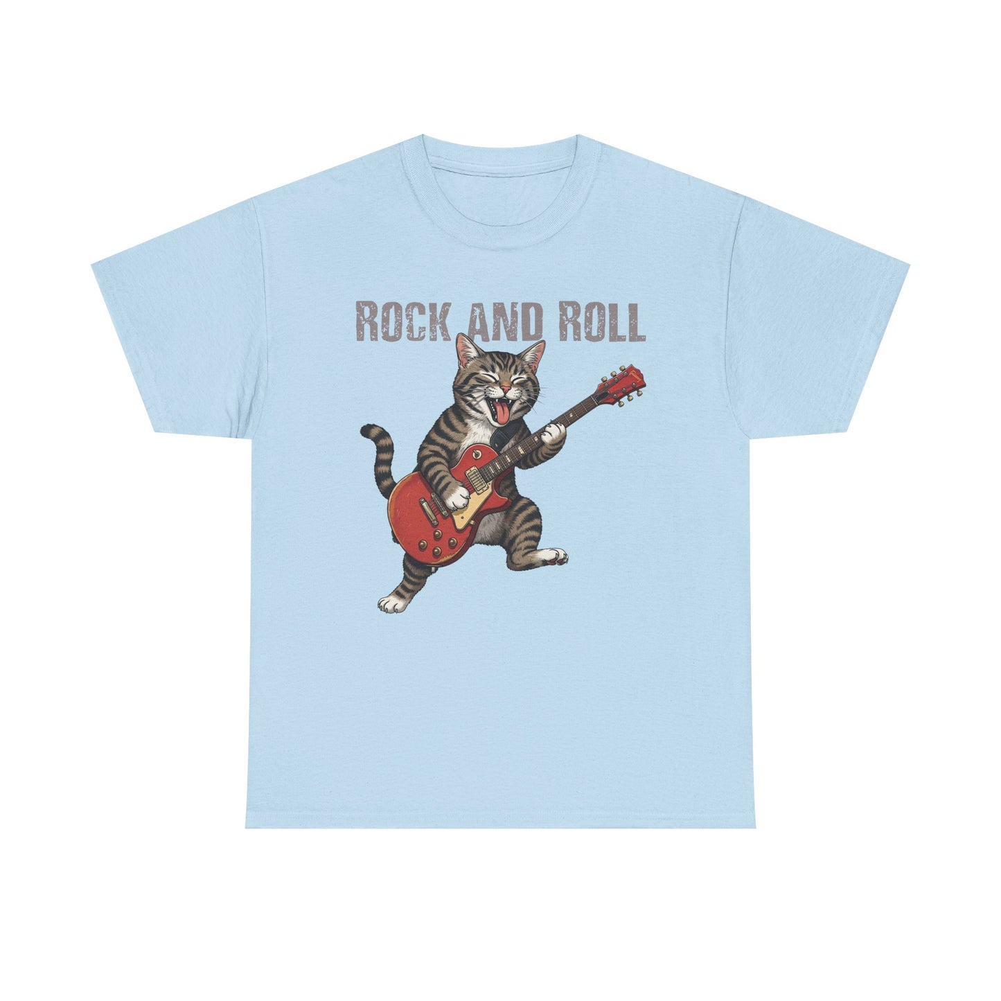 Rock and Roll Cat T-Shirt — Vintage Guitar Kitty Graphic Tee