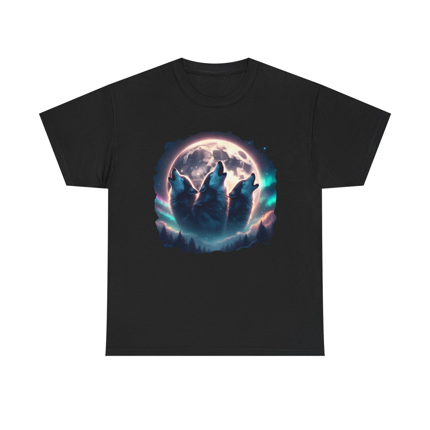 Wolf Moon T-Shirt — Howling Wolves Silhouette at Full Moon Graphic Tee