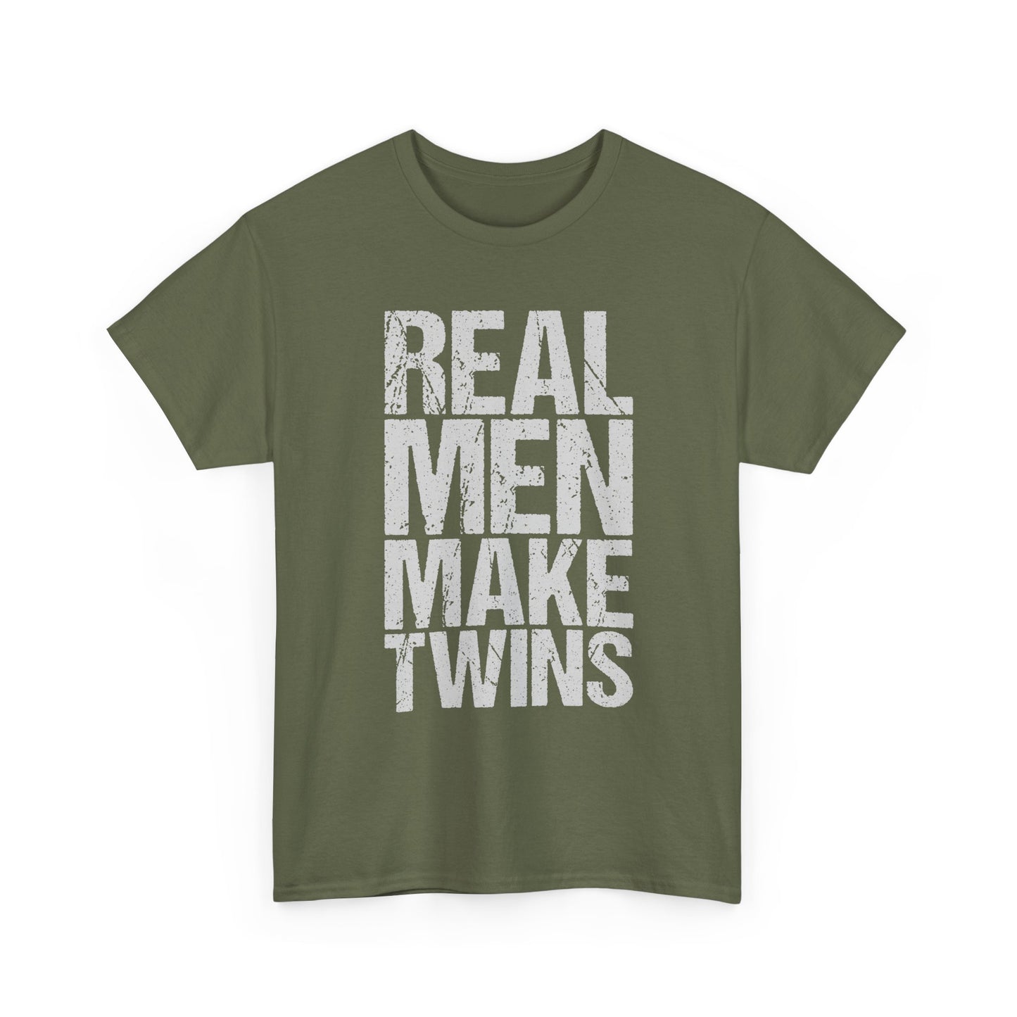 T-Shirt — "Real Men Make Twins" Graphic Tee, Fatherhood Announcement Gift