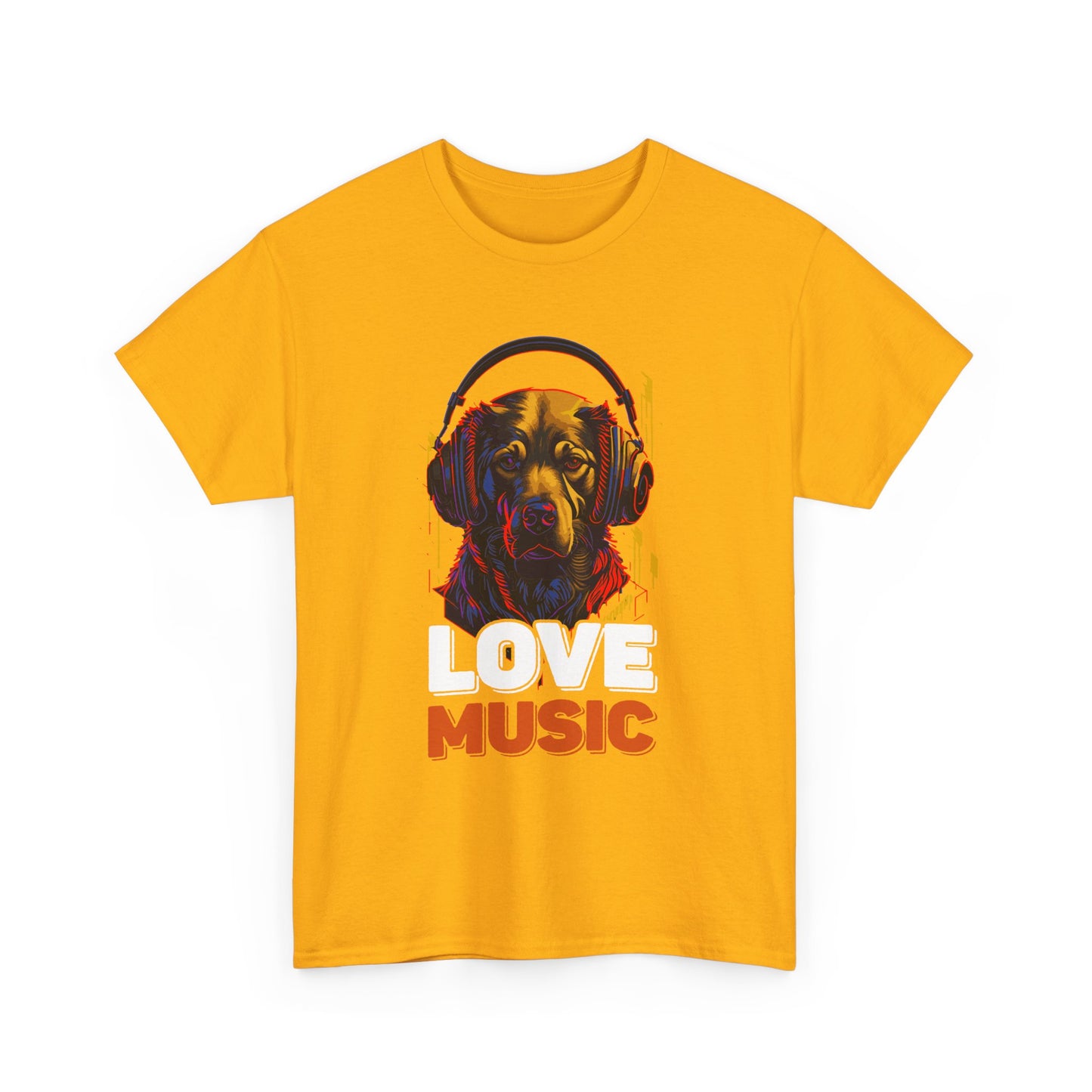 Love Music Dog Tee — Retro Headphones Graphic T-Shirt