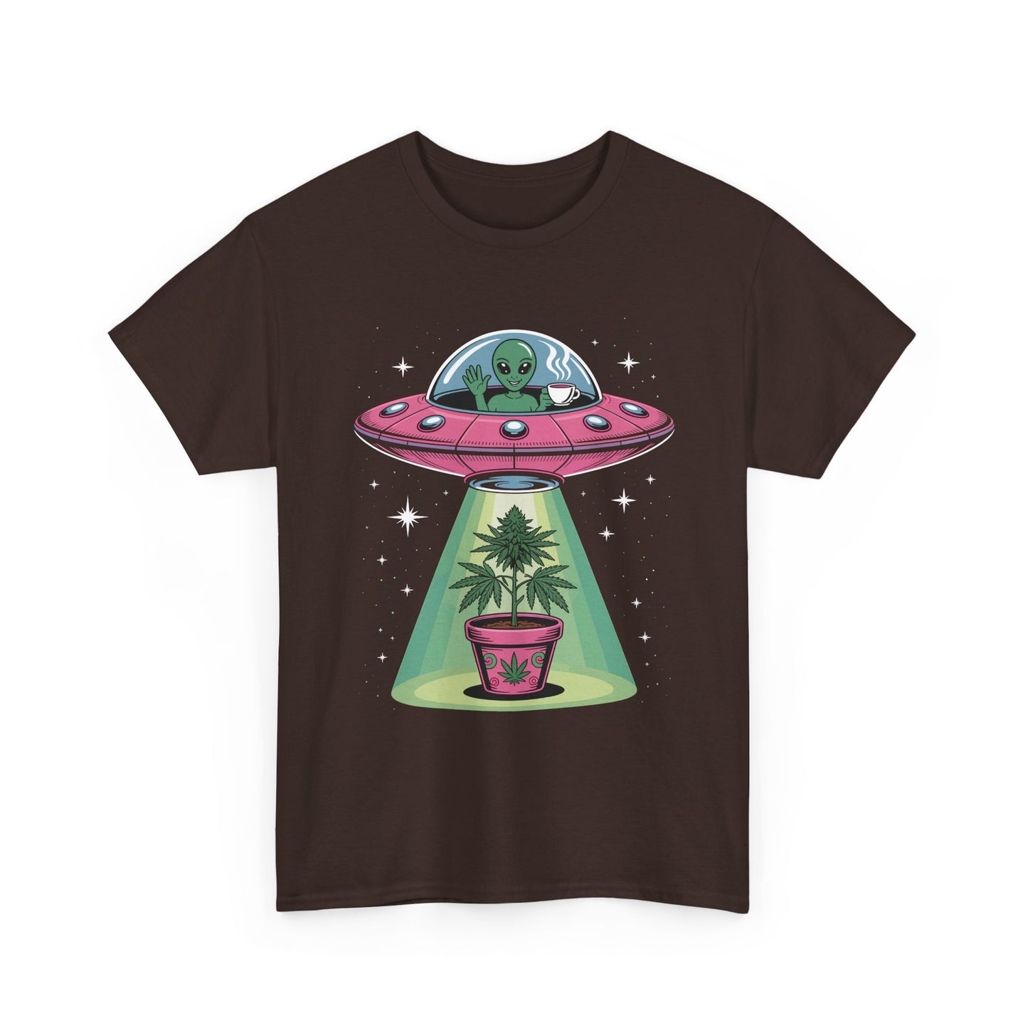 Alien UFO Plant Tee — Cute Extraterrestrial Plant Abduction Graphic T-Shirt