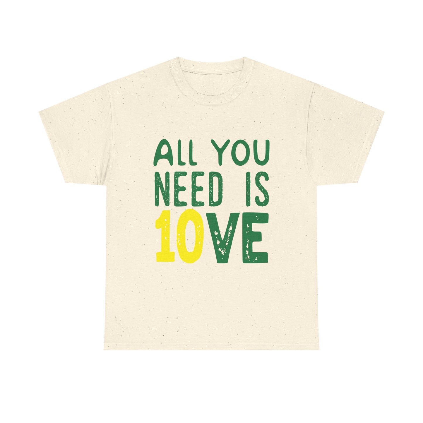 T-Shirt — "All You Need Is 10VE" Retro Green & Yellow Love Tee