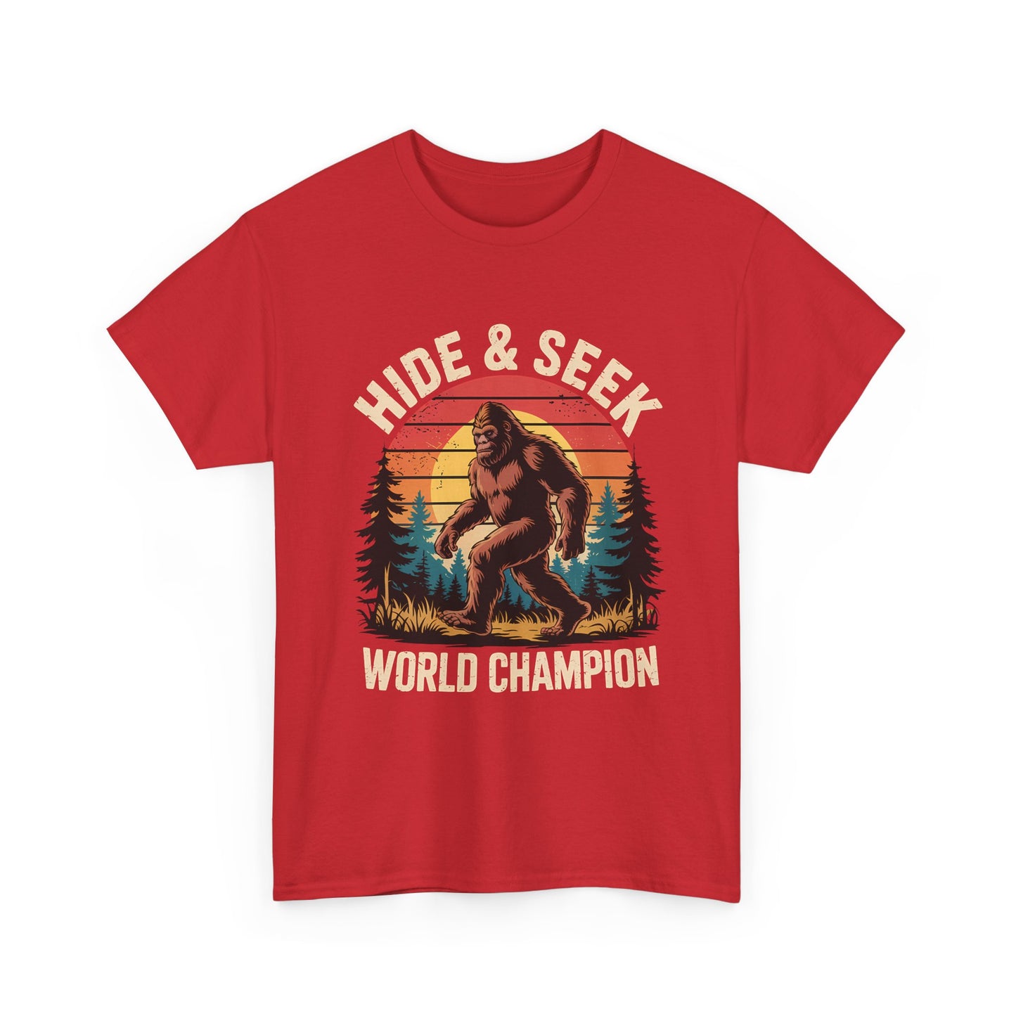 Hide & Seek World Champion T-Shirt — Funny Bigfoot Sasquatch Graphic Tee