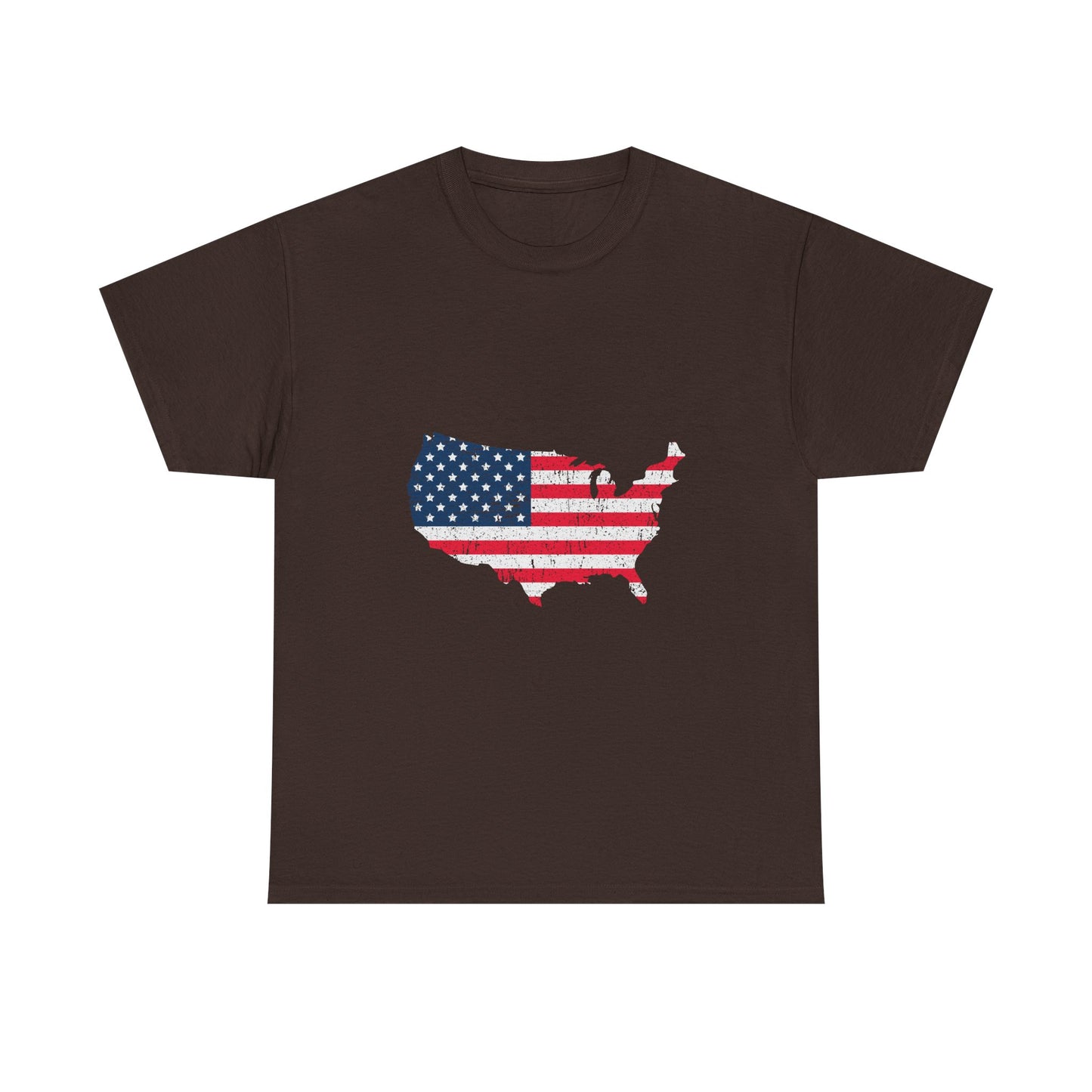USA Flag Map T-Shirt — Distressed American Flag Outline Tee