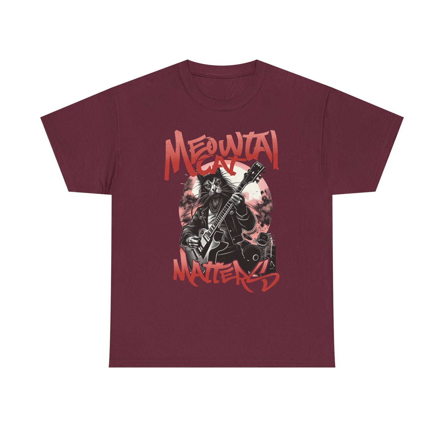 Cat Metal T-Shirt – “Meowtal Matters” Rock Guitar Cat Tee