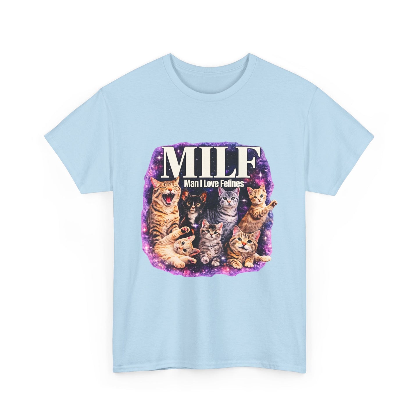 Cat Lover Tee — "MILE: Man I Love Felines" Graphic T-Shirt