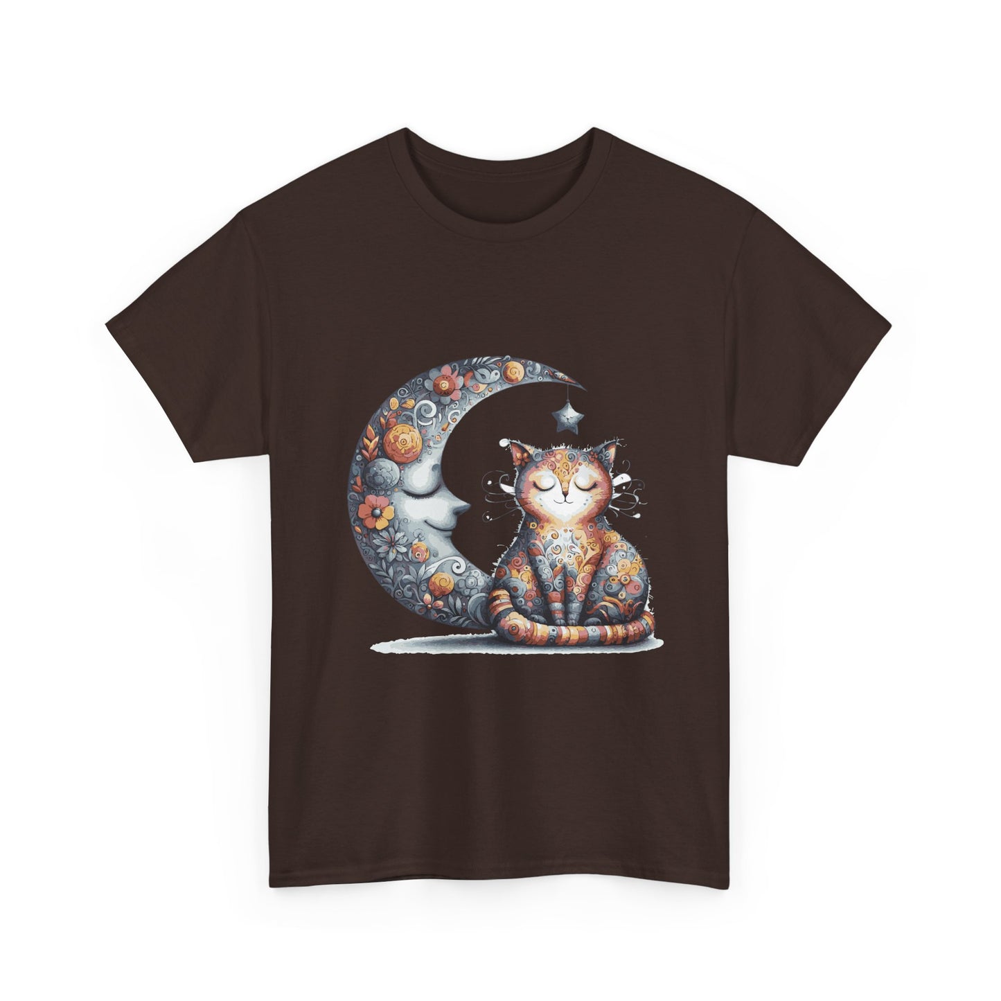 Cat Moon T-Shirt — Whimsical Cosmic Cat Graphic Tee