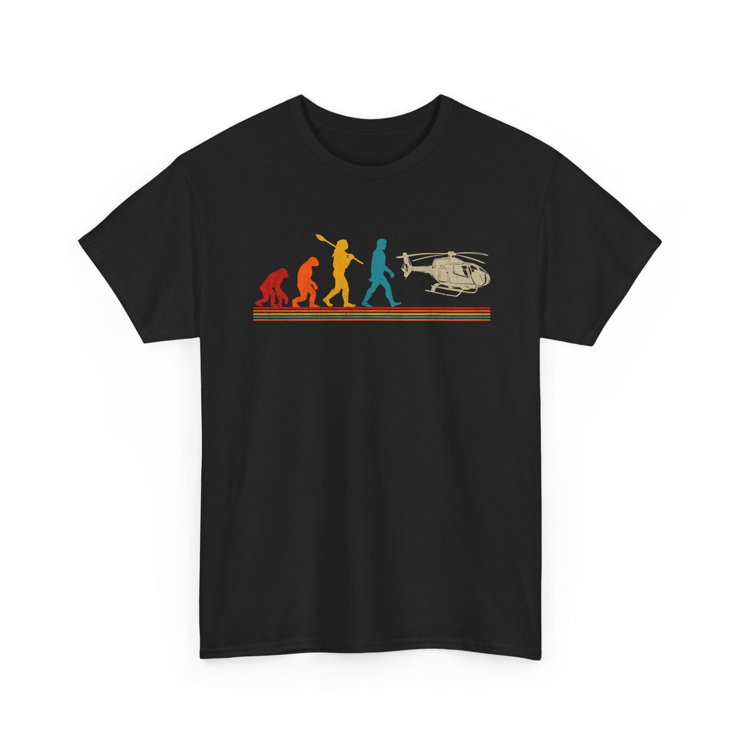 T-Shirt - Evolution of Man to Helicopter Vintage Graphic Tee