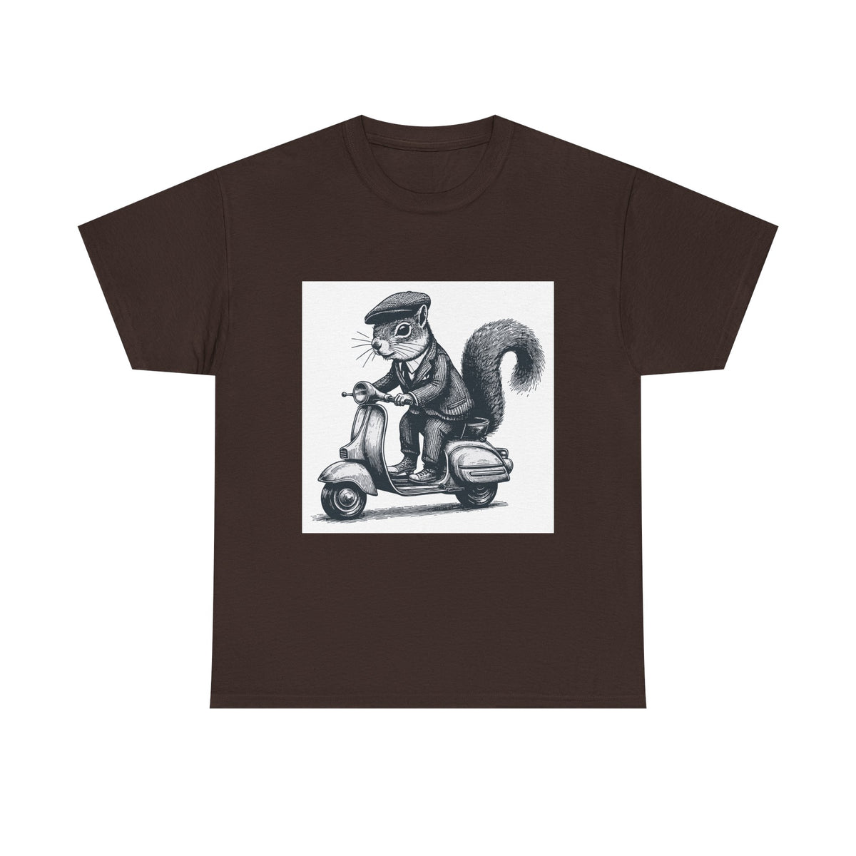 Squirrel on Scooter T-Shirt — Retro Riding Animal Tee