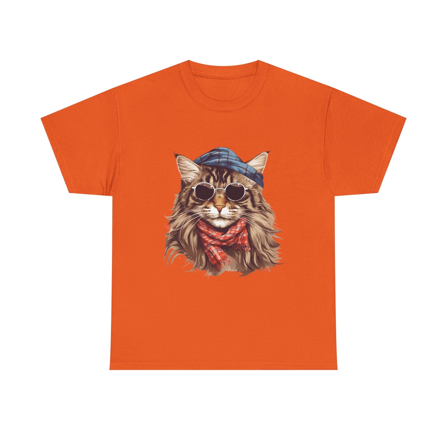 Cat Portrait Tee — Hipster Cat with Sunglasses & Bandana Graphic T-Shirt