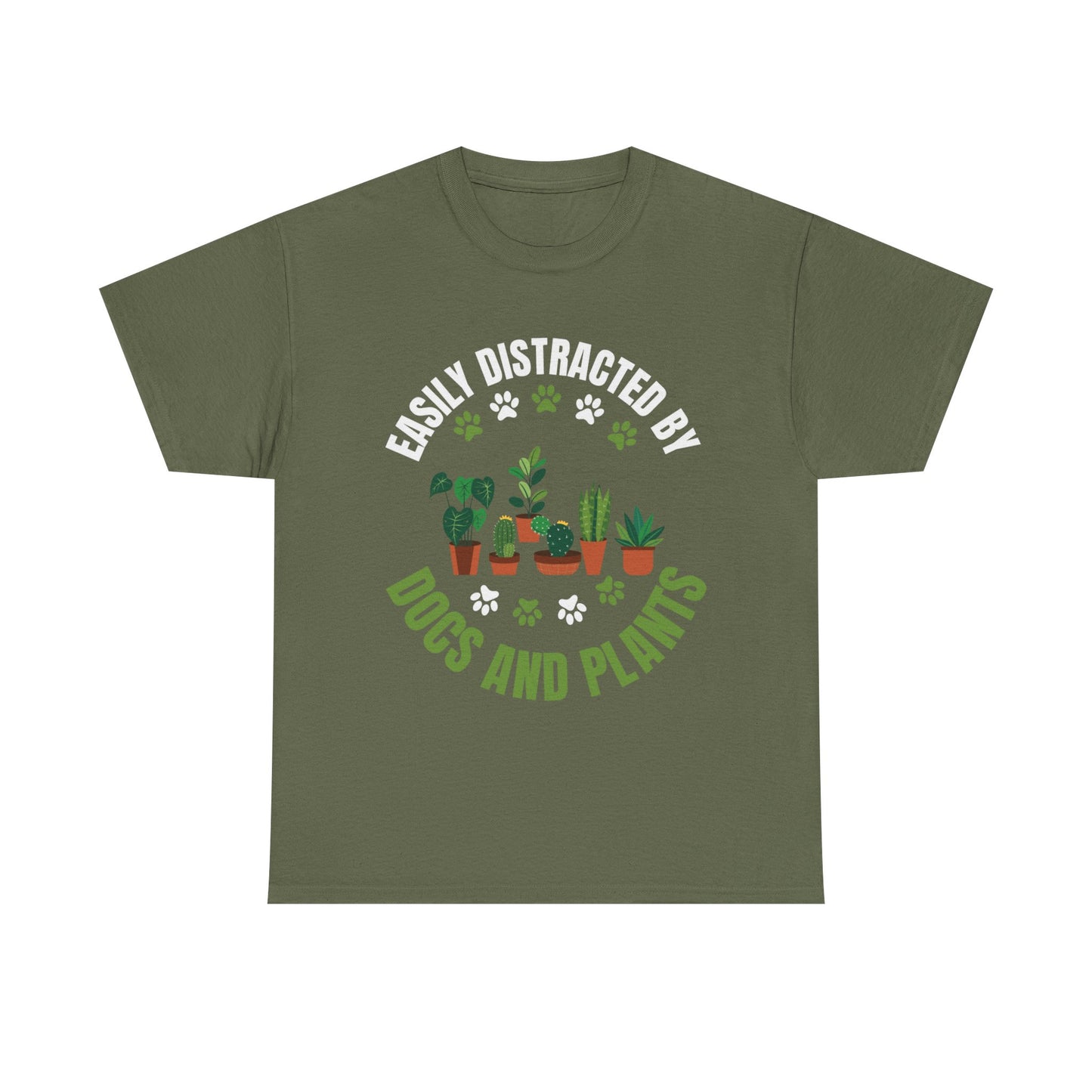 T‑Shirt — "Easily Distracted by Dogs and Plants" Graphic Tee for Dog Lovers & Plant Parents