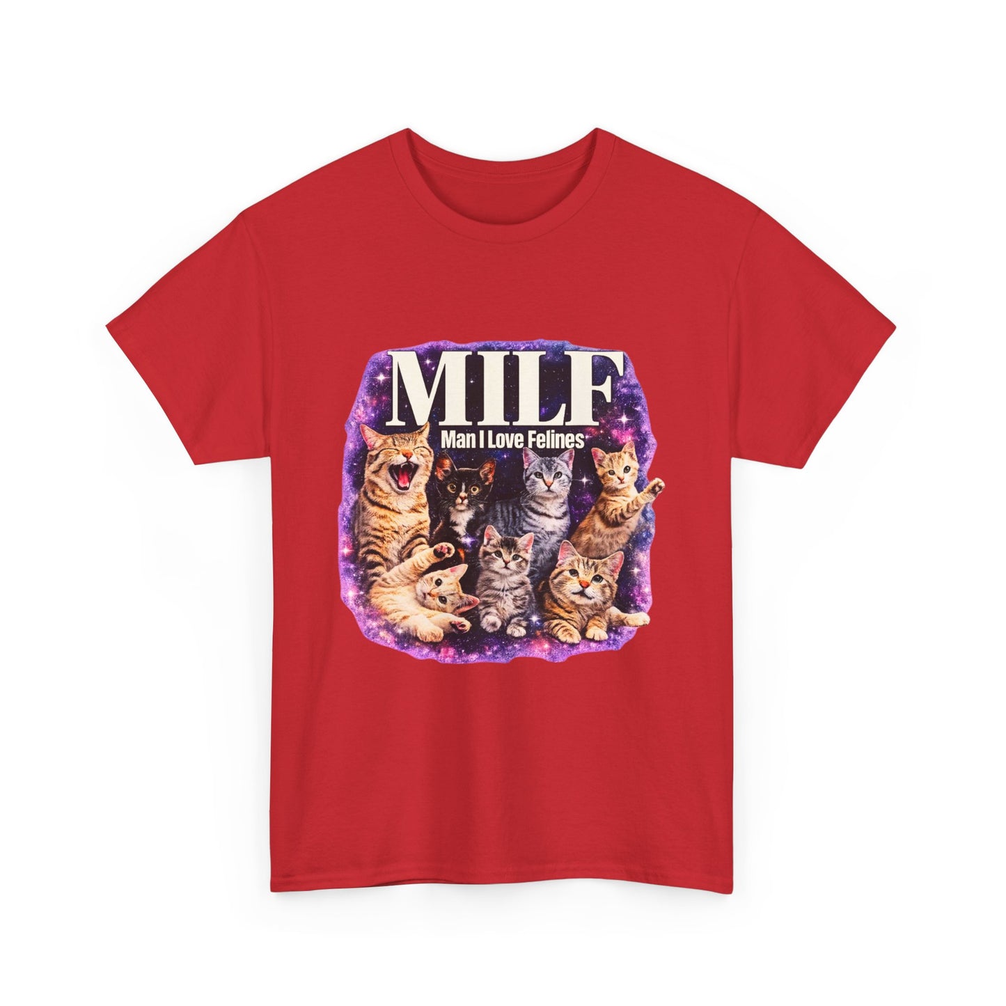 Cat Lover Tee — "MILE: Man I Love Felines" Graphic T-Shirt
