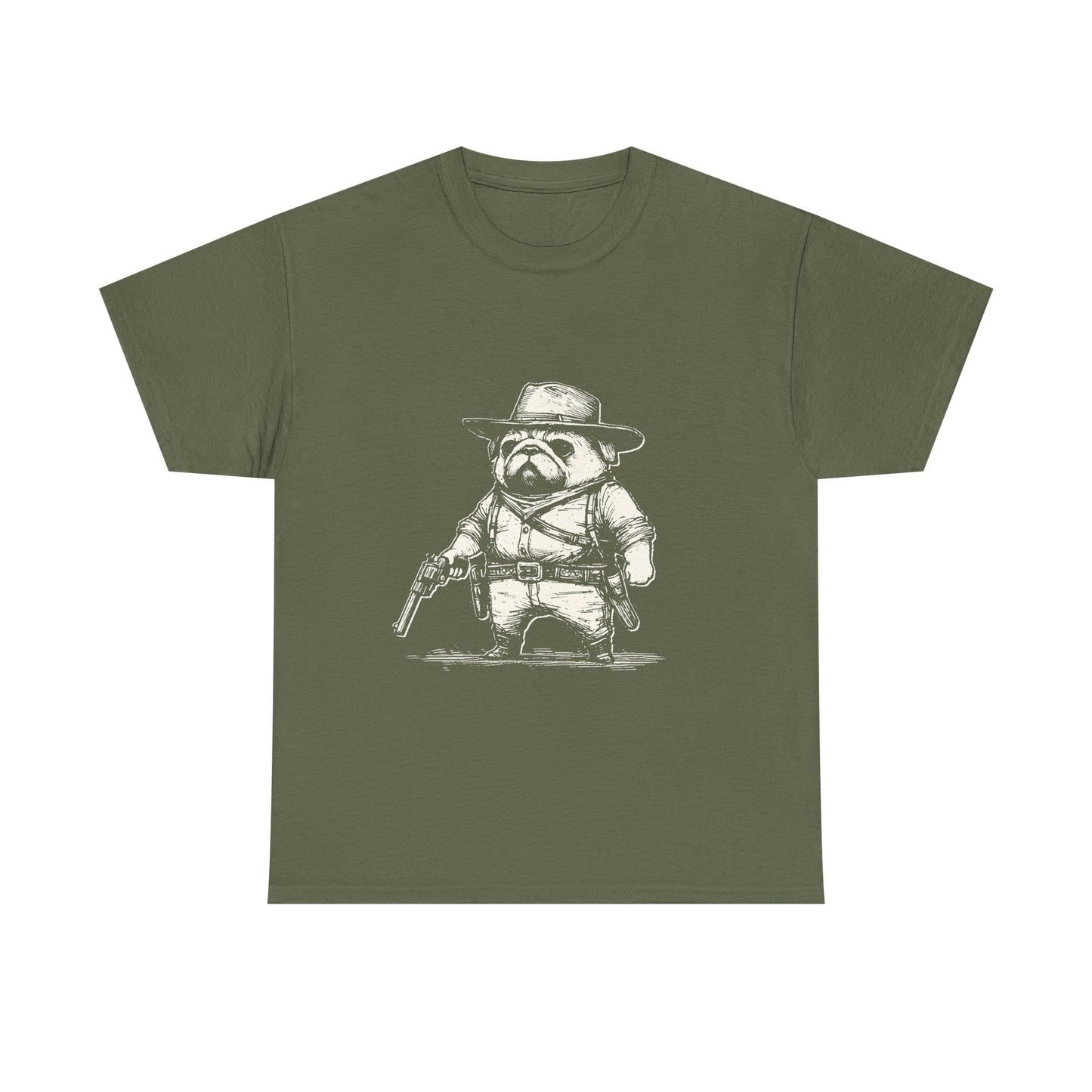 Pug Gunslinger T-Shirt – Cute Cowboy Pug Graphic Tee