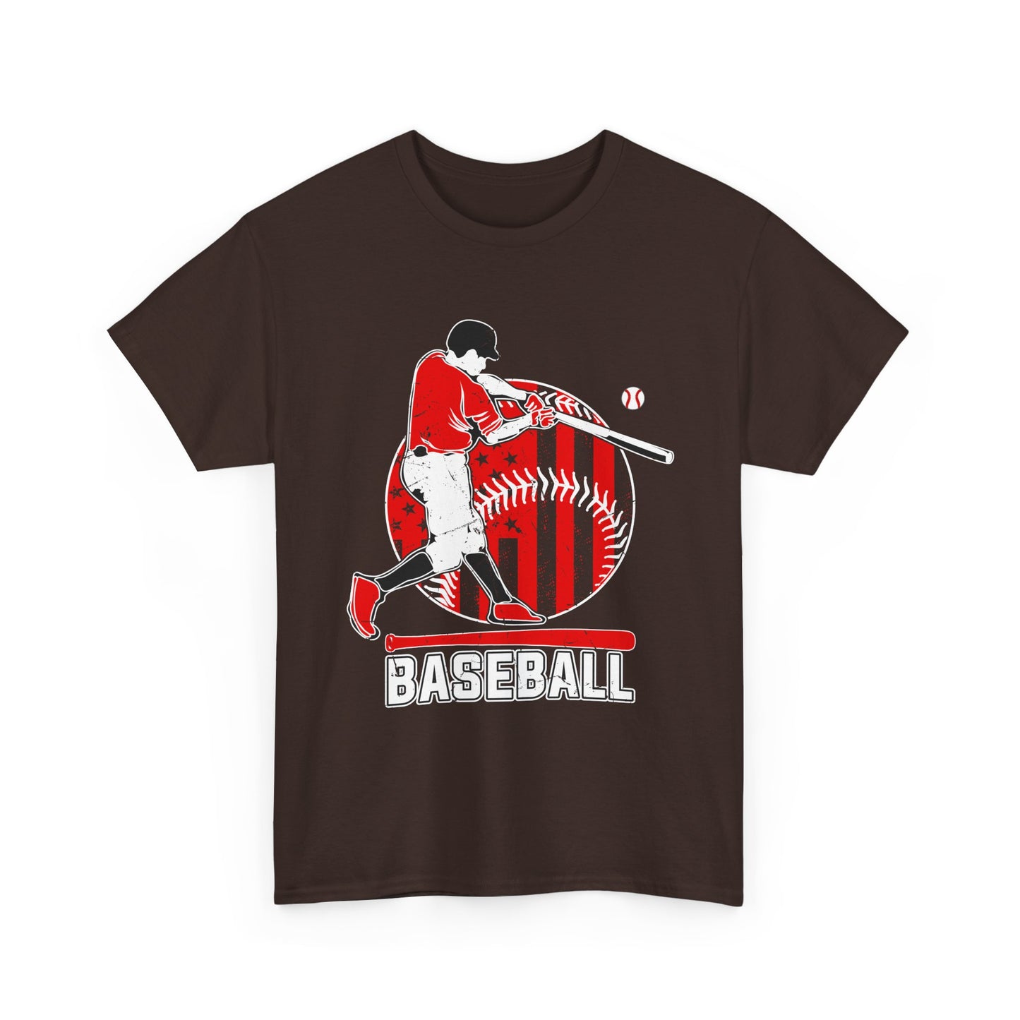 Baseball Player Graphic Tee — Vintage Red Batter Design