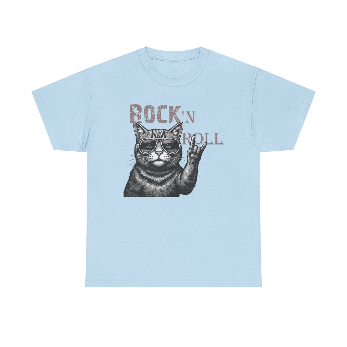 Rock 'N Roll Cat T-Shirt — Retro Cat Making Rock Hand Sign Tee