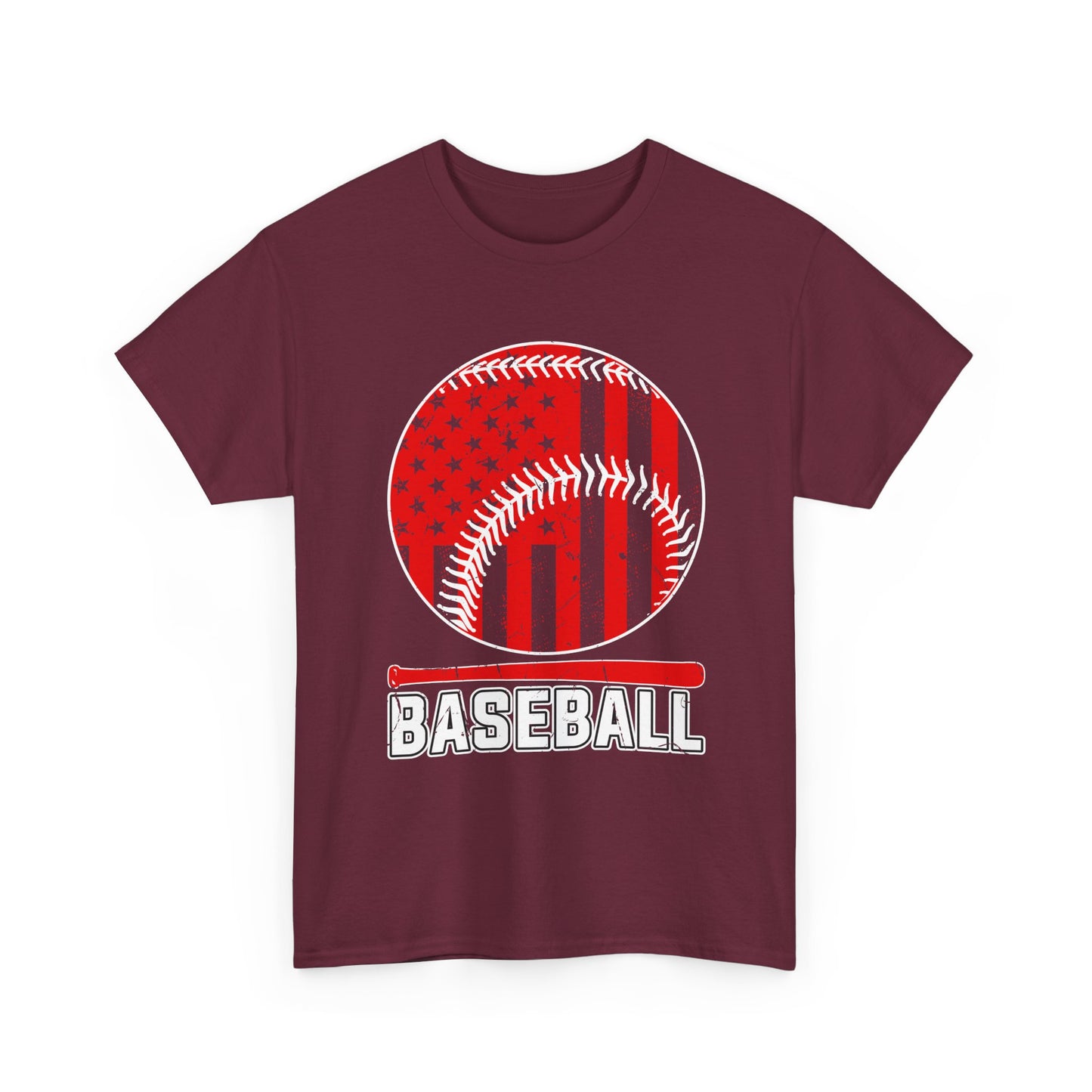 Baseball Flag Graphic Tee — Red & Black Baseball USA Design