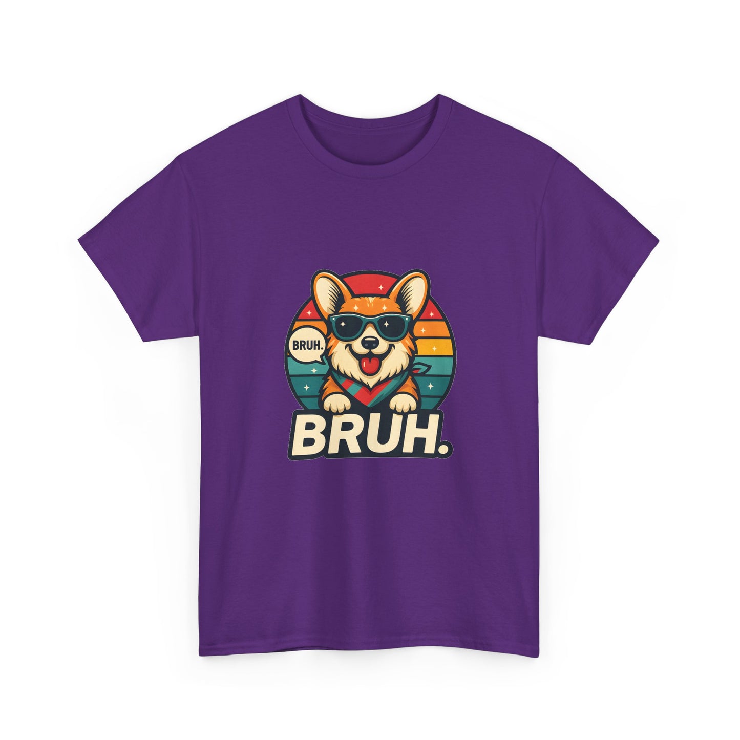 Corgi 'BRUH' Graphic Tee - Retro Sunglasses Dog T-Shirt