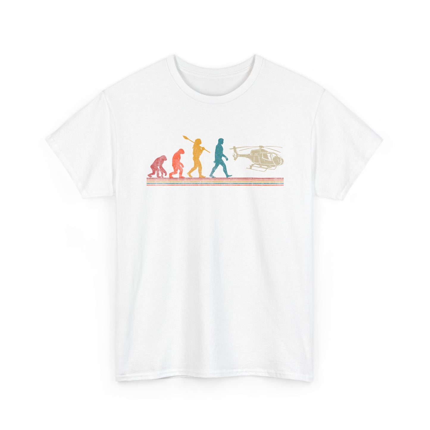 T-Shirt - Evolution of Man to Helicopter Vintage Graphic Tee
