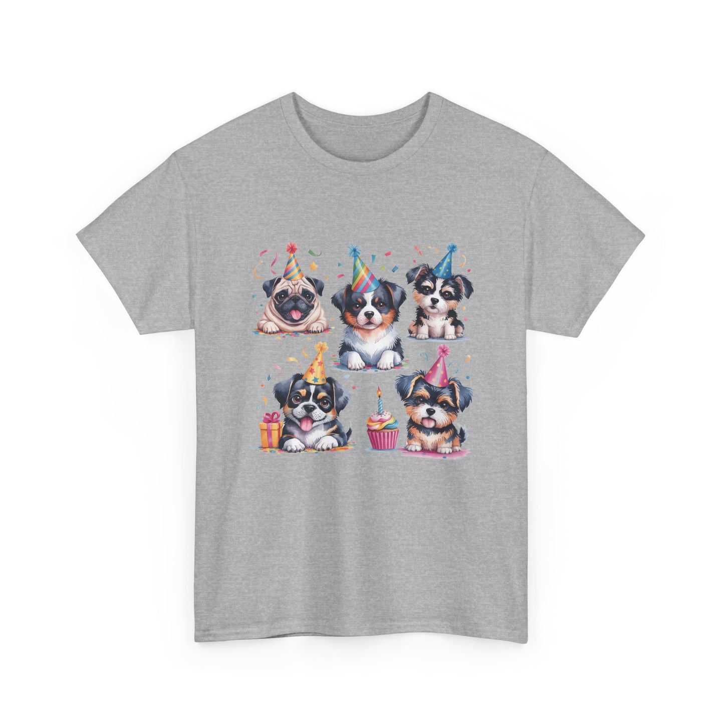 Birthday Puppies T‑Shirt — Cute Party Dogs with Cupcakes