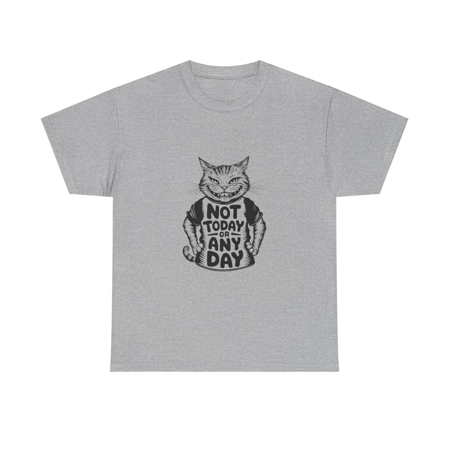 Cat Graphic Tee — “Not Today Any Day” Funny Grumpy Cat T‑Shirt