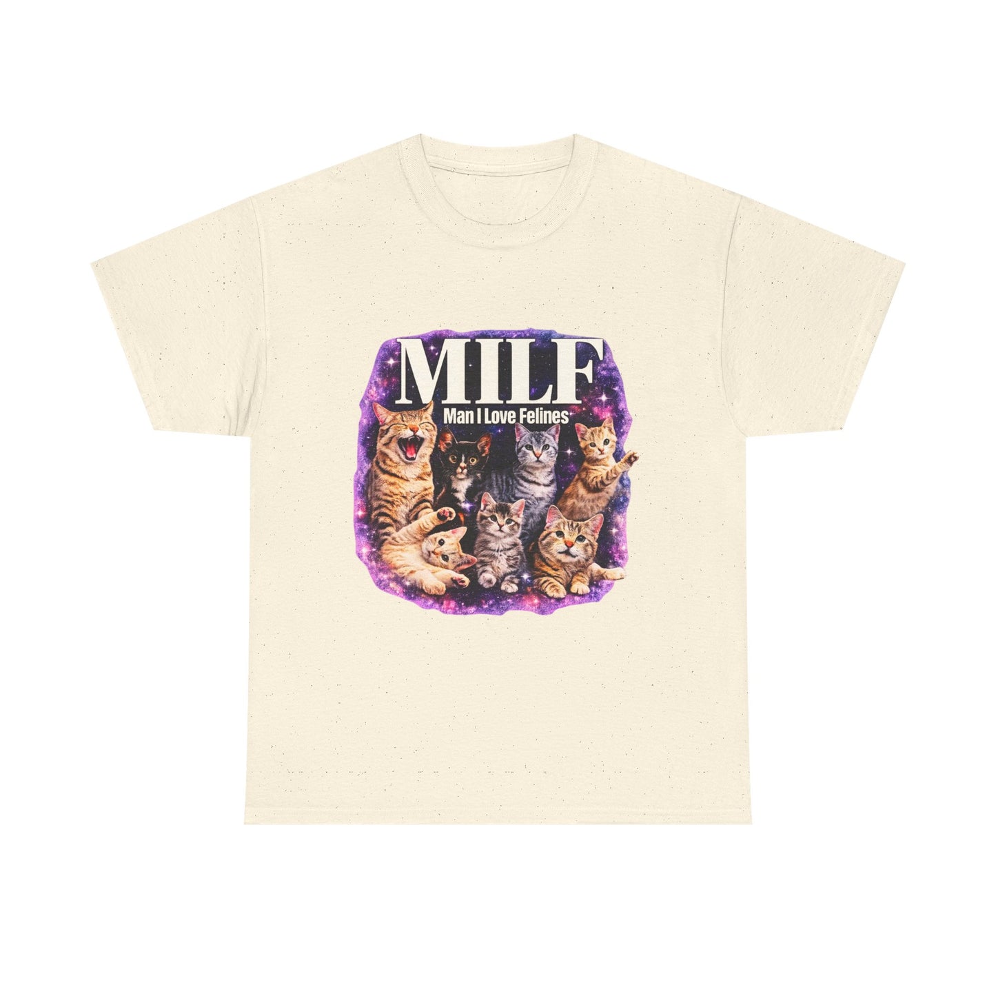 Cat Lover Tee — "MILE: Man I Love Felines" Graphic T-Shirt