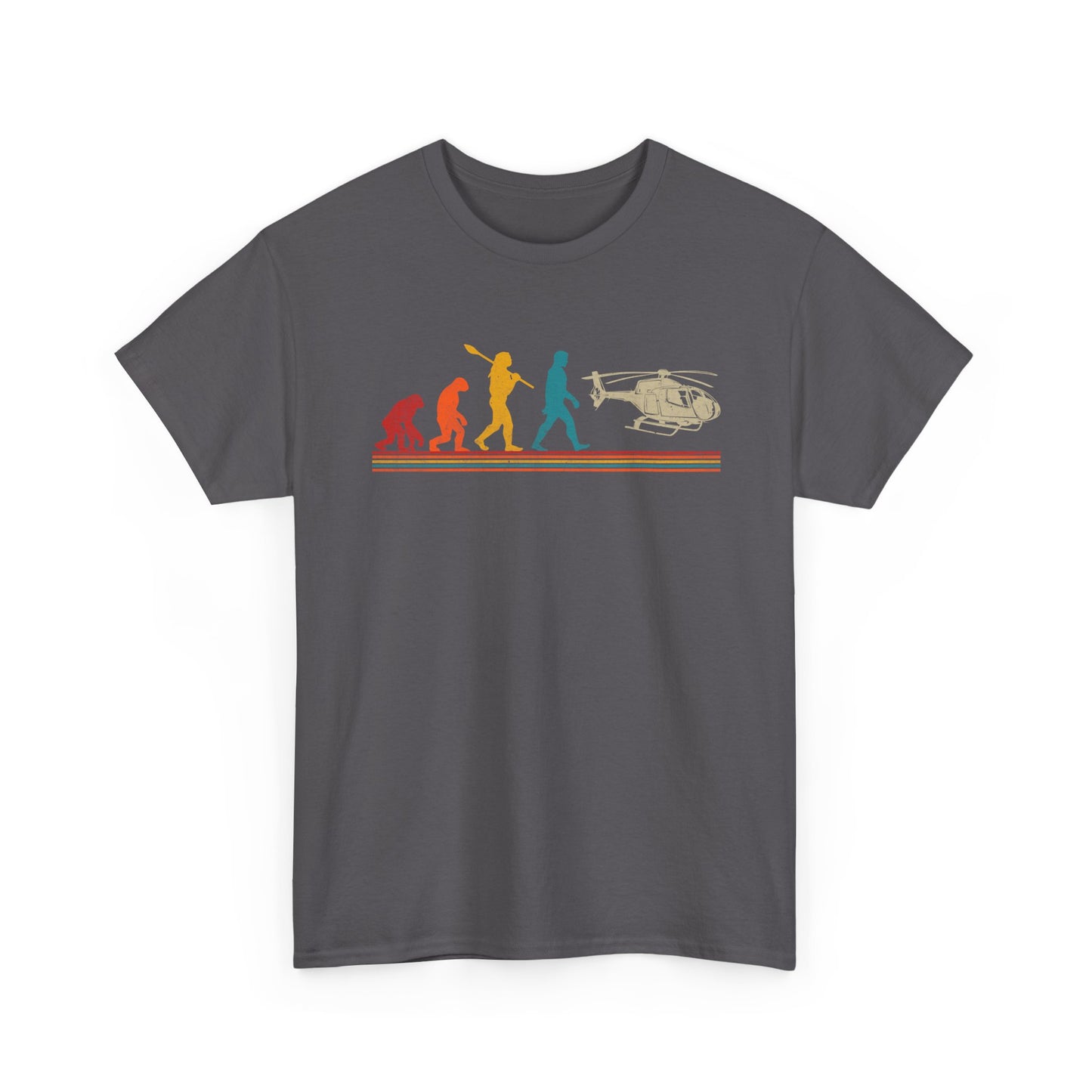 T-Shirt - Evolution of Man to Helicopter Vintage Graphic Tee