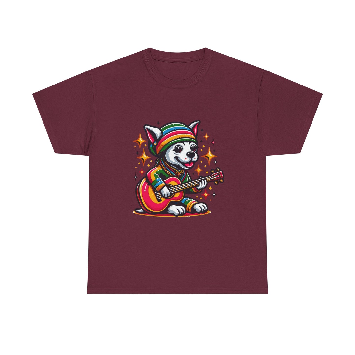 Pup Reggae Guitar Tee — Cute Dog Playing Guitar Graphic T-Shirt