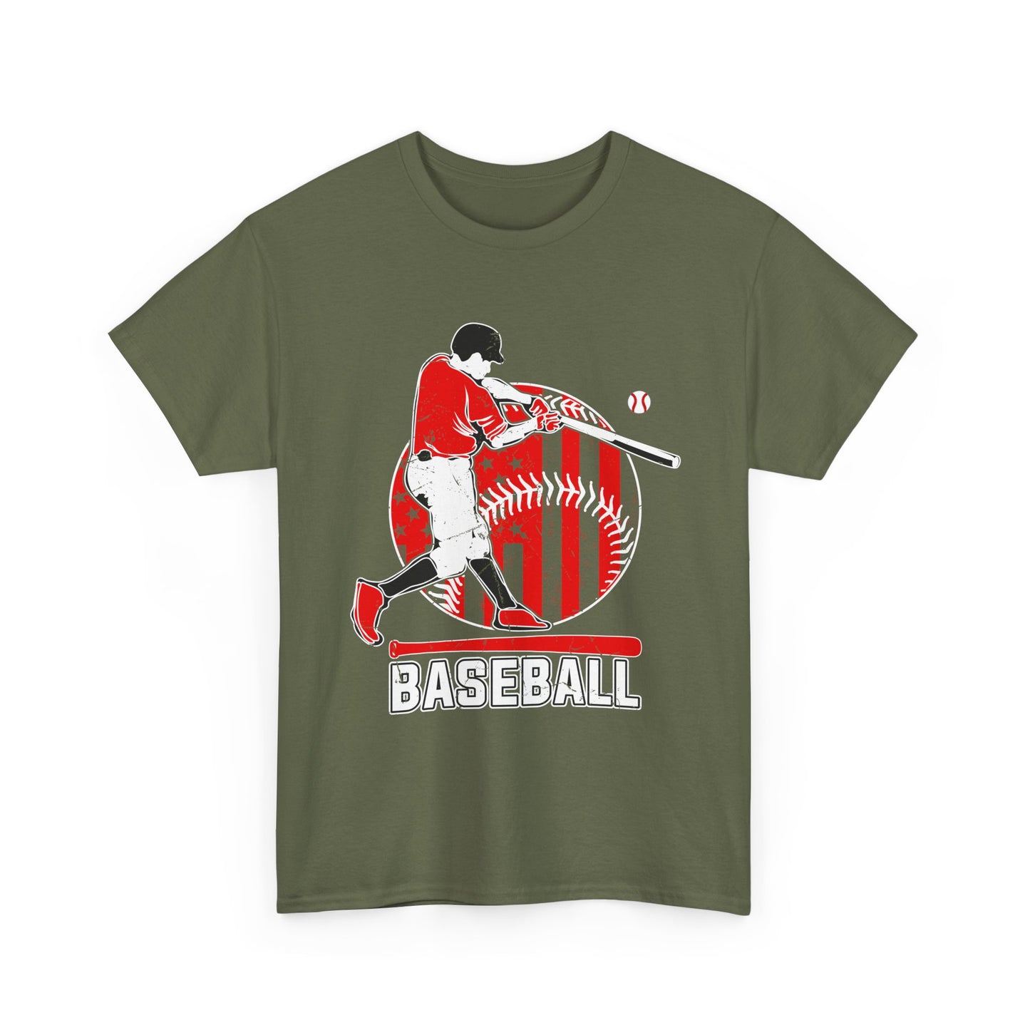 Baseball Player Graphic Tee — Vintage Red Batter Design