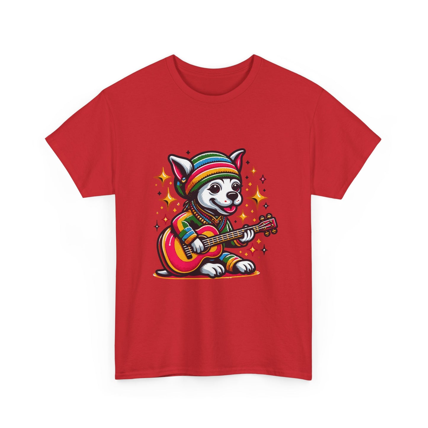 Pup Reggae Guitar Tee — Cute Dog Playing Guitar Graphic T-Shirt
