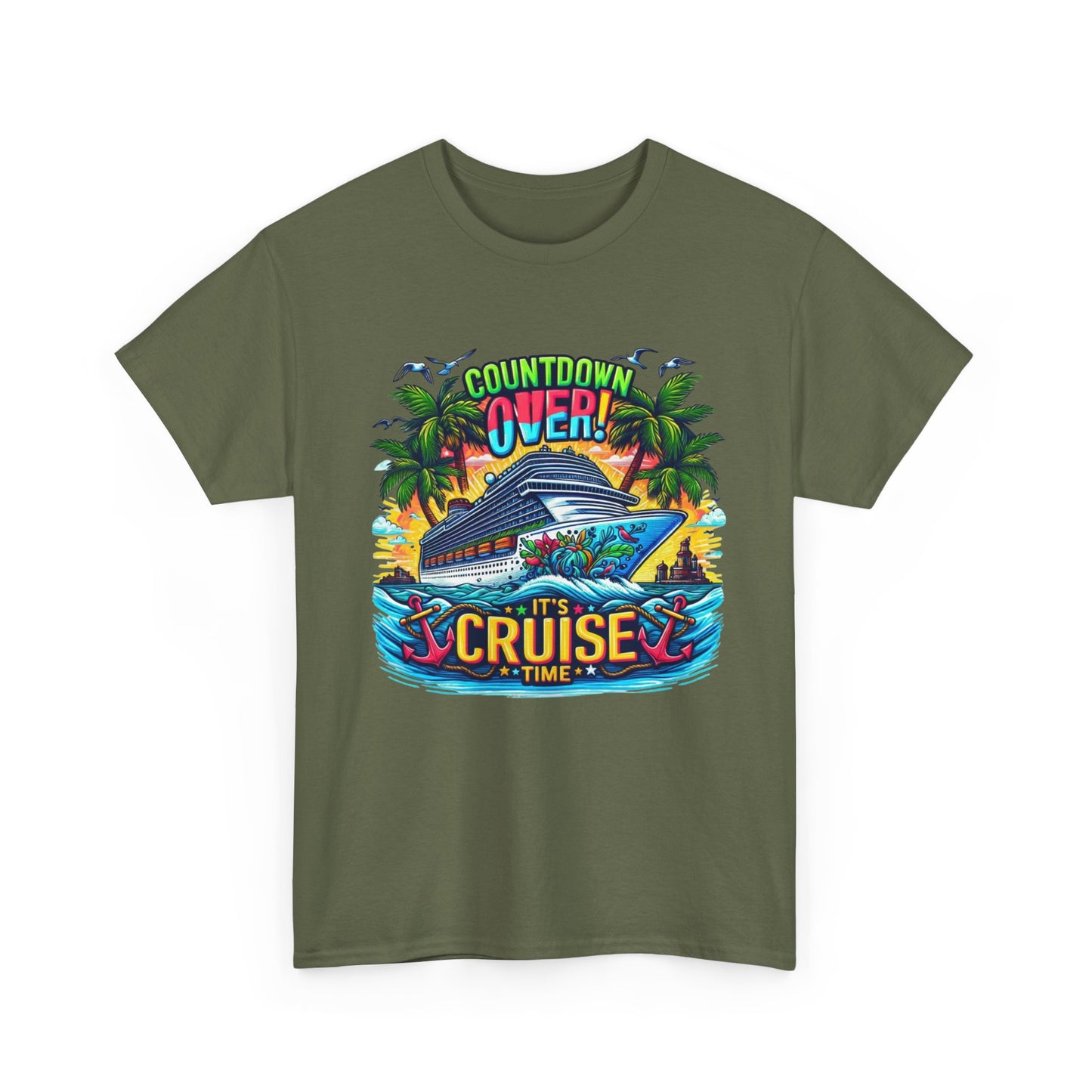 Cruise Time T-Shirt — "Countdown Over! It's Cruise Time" Tropical Vacation Tee