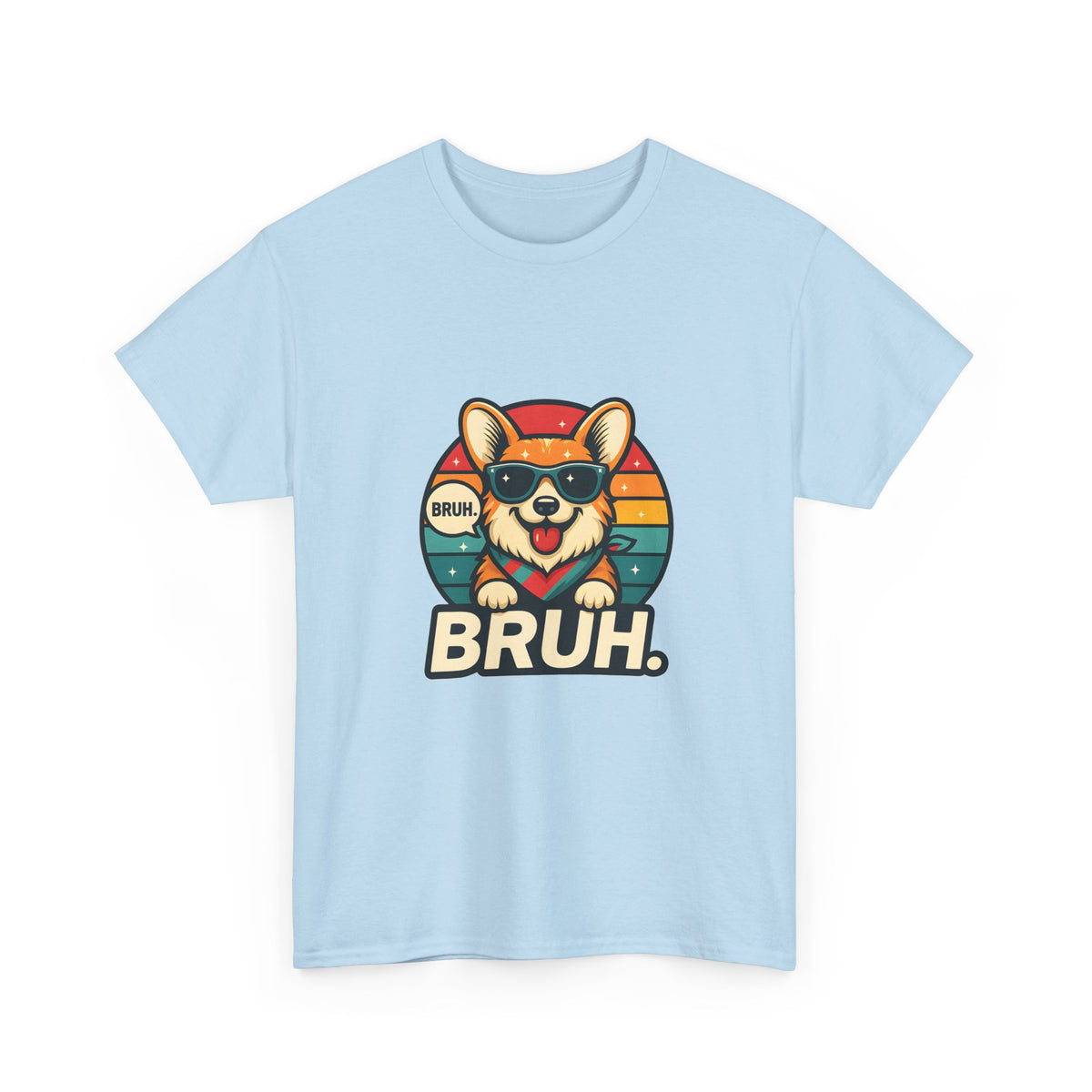 Corgi 'BRUH' Graphic Tee - Retro Sunglasses Dog T-Shirt