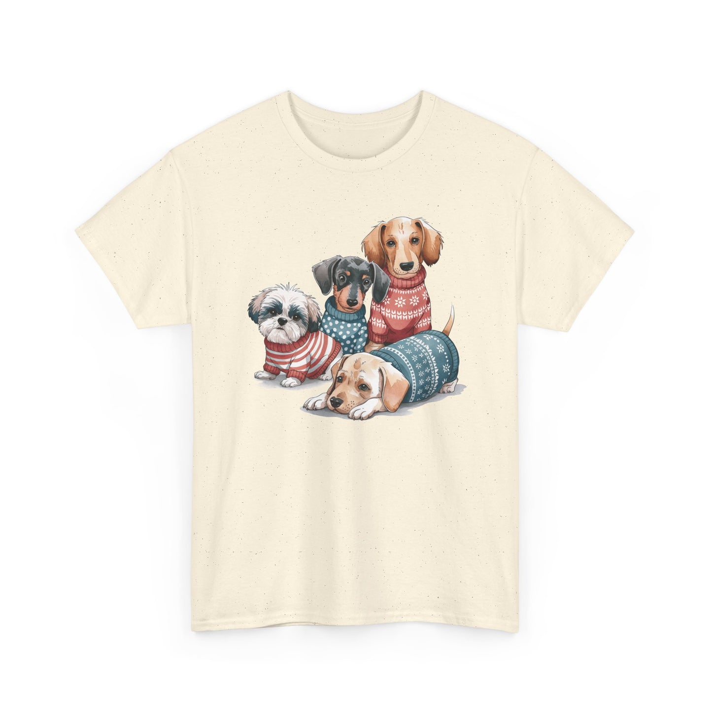 Dog Squad Tee — Cute Puppies in Cozy Sweaters Graphic T-Shirt