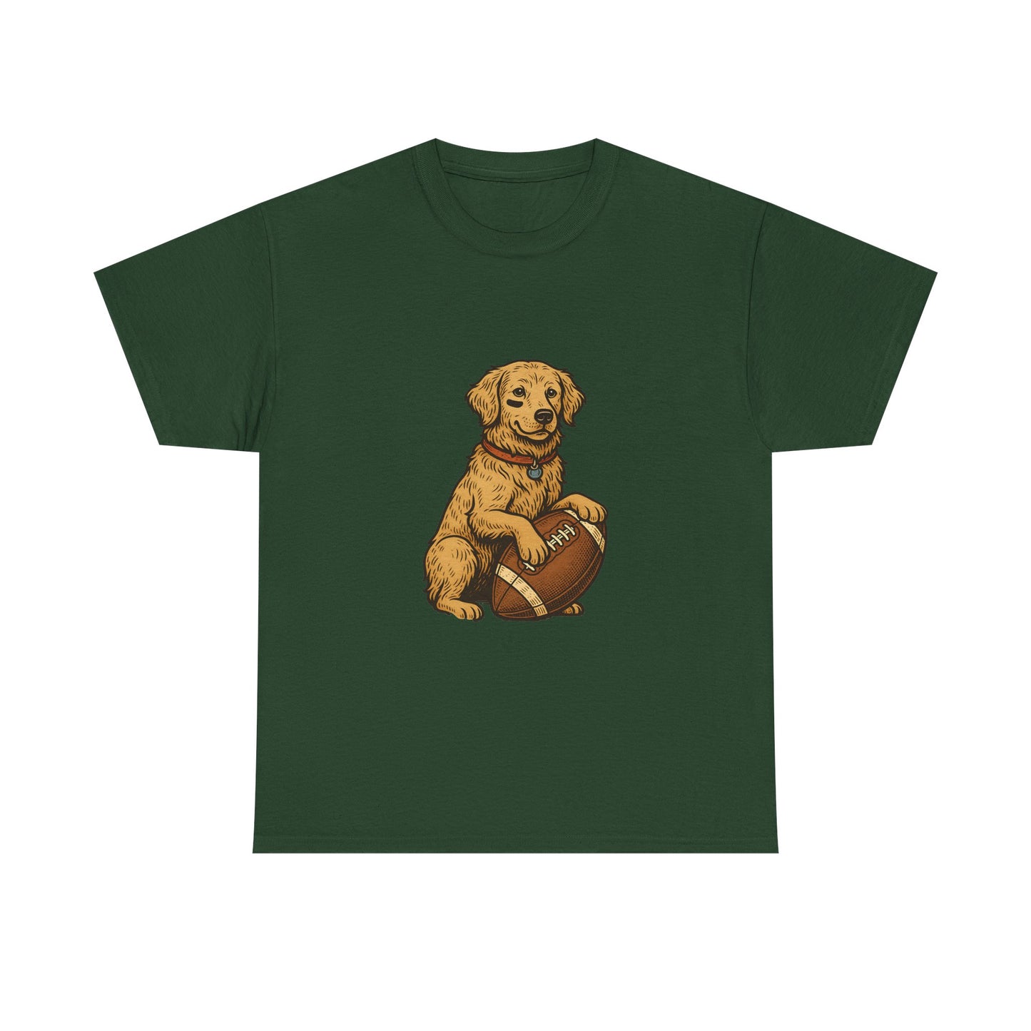 Golden Retriever Puppy Football Tee — Cute Dog with Football Graphic T-Shirt