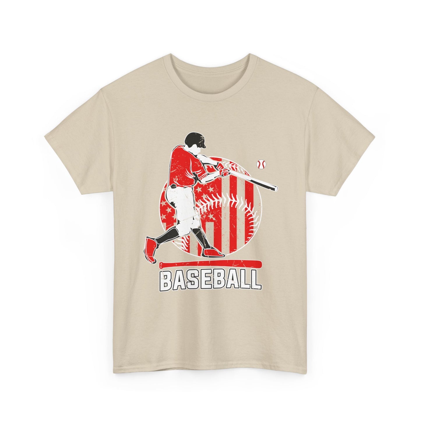 Baseball Player Graphic Tee — Vintage Red Batter Design