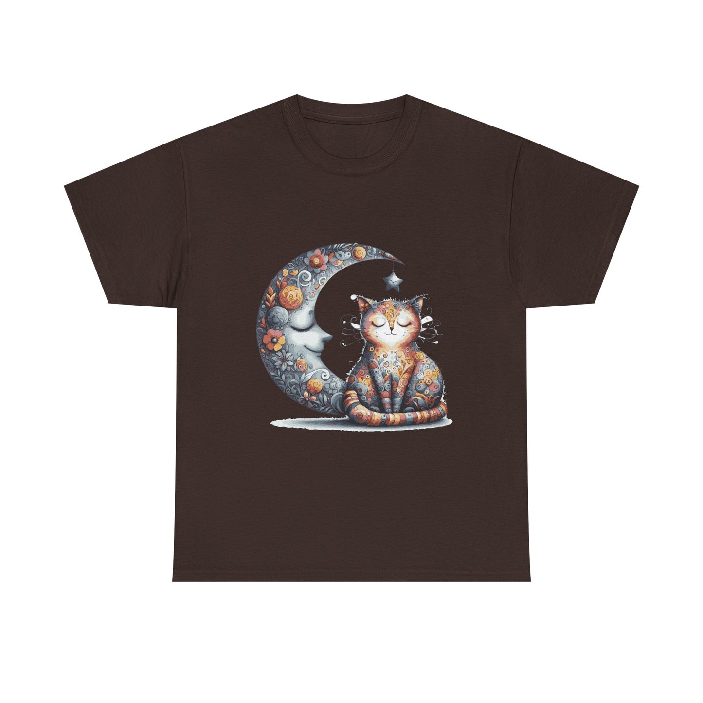 Cat Moon T-Shirt — Whimsical Cosmic Cat Graphic Tee