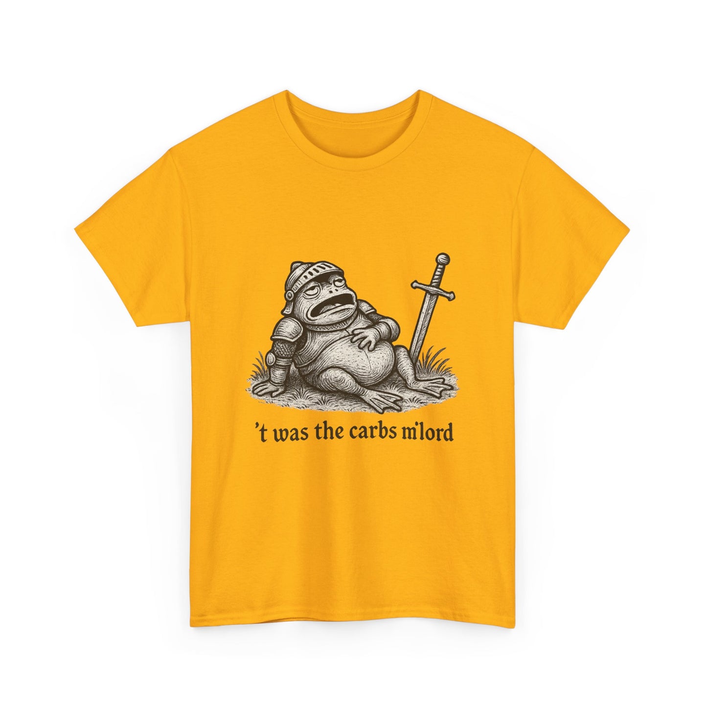 T-Shirt — 't was the carbs m'lord Funny Fantasy Frog Graphic Tee
