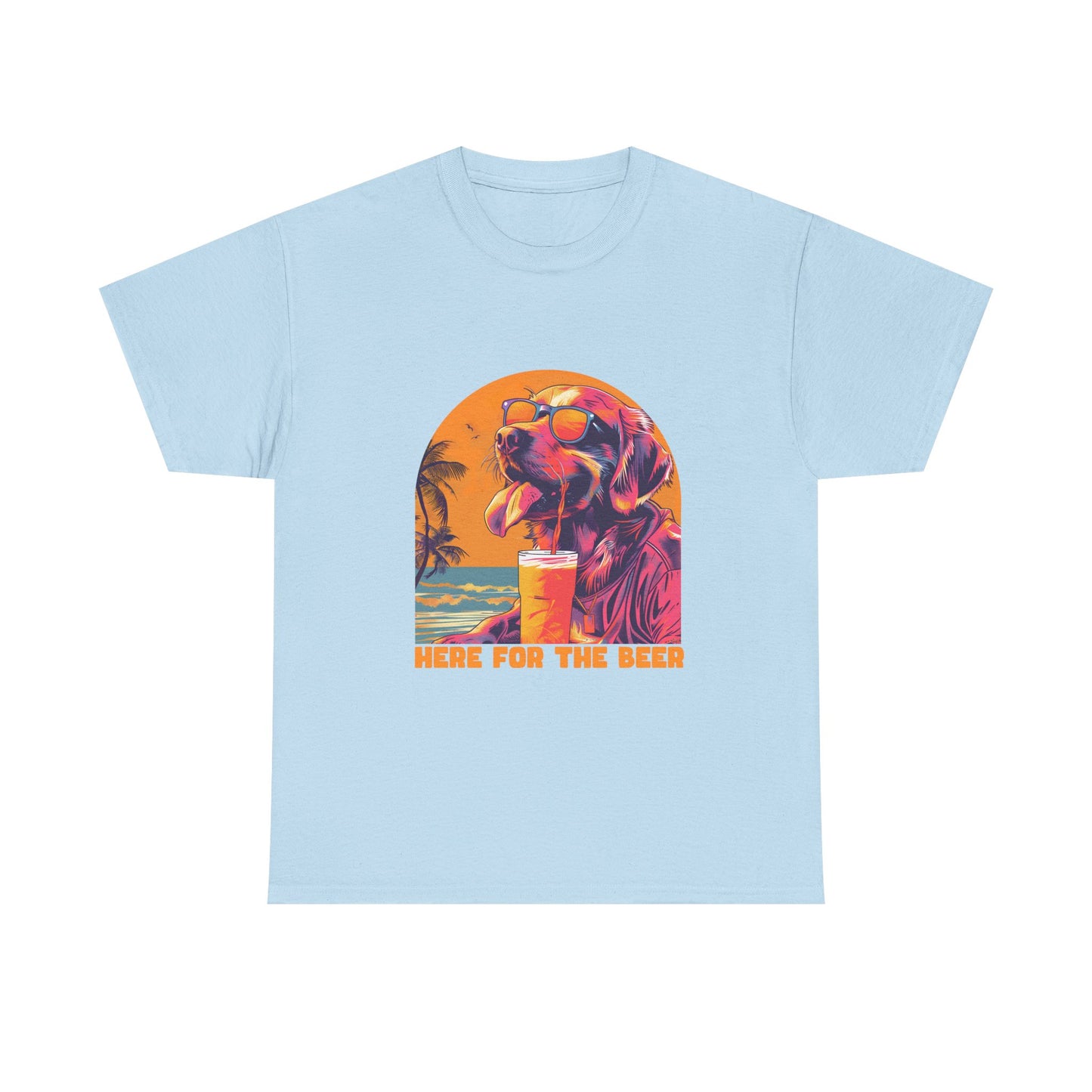 Here For The Beer T-Shirt — Retro Flamingo Beach Tee