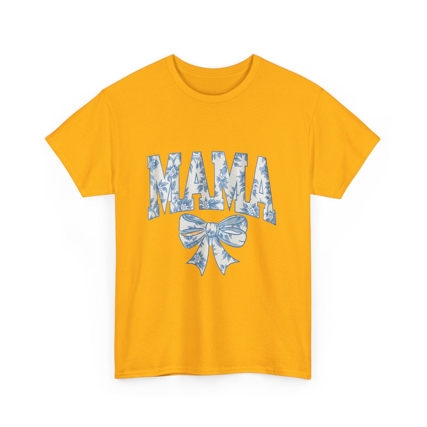 Mama Floral Bow Tee — Blue Watercolor Mom Shirt for Mother's Day