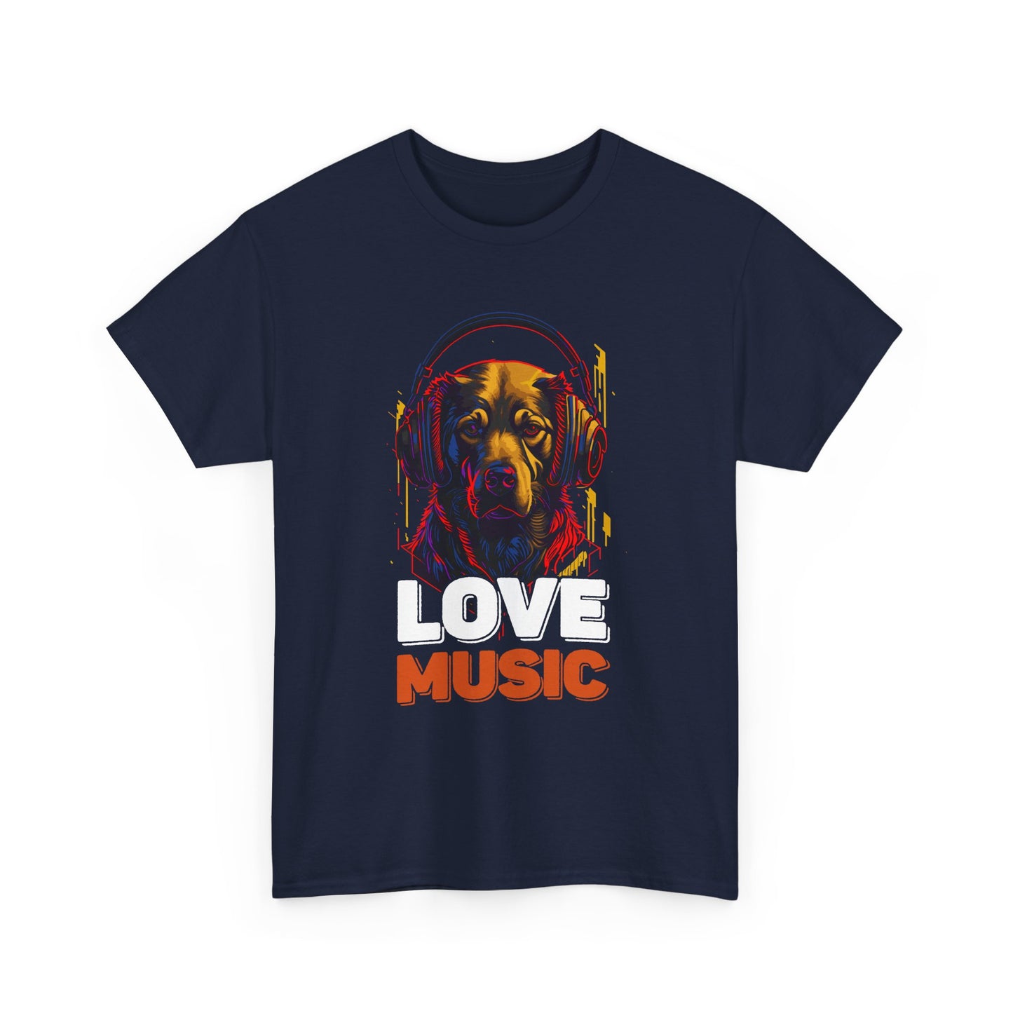 Love Music Dog Tee — Retro Headphones Graphic T-Shirt