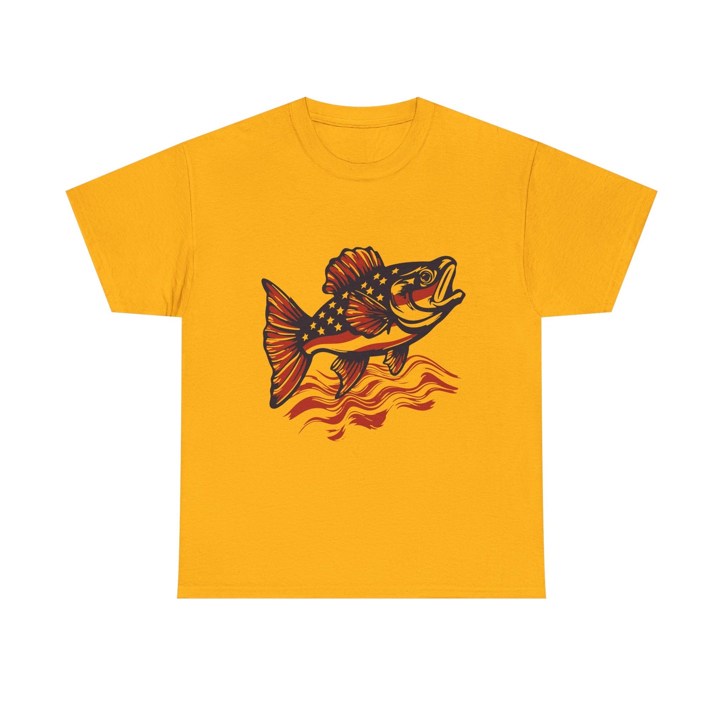 Walleye Fishing Graphic Tee – Retro Red & Black Fish Design