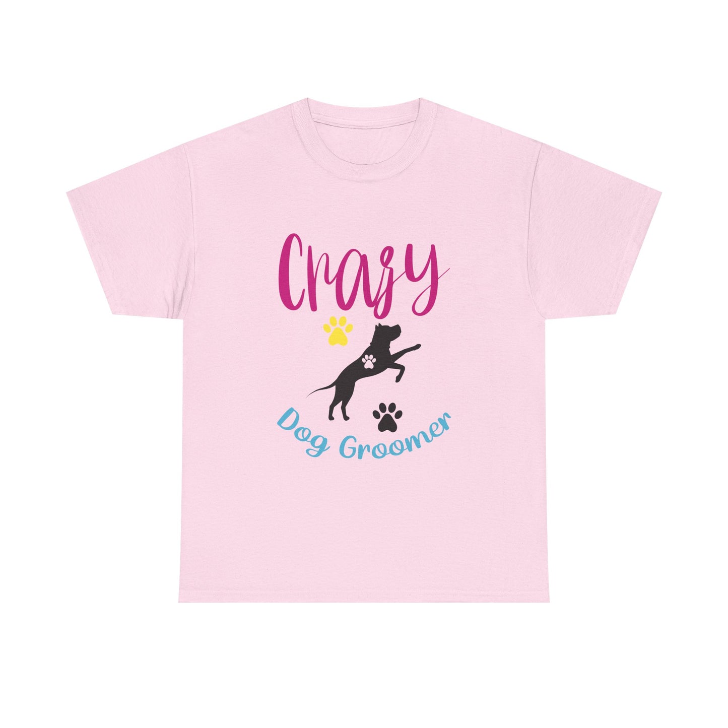 Crazy Dog Groomer T-Shirt — Funny Paw Print Grooming Tee for Pet Stylists