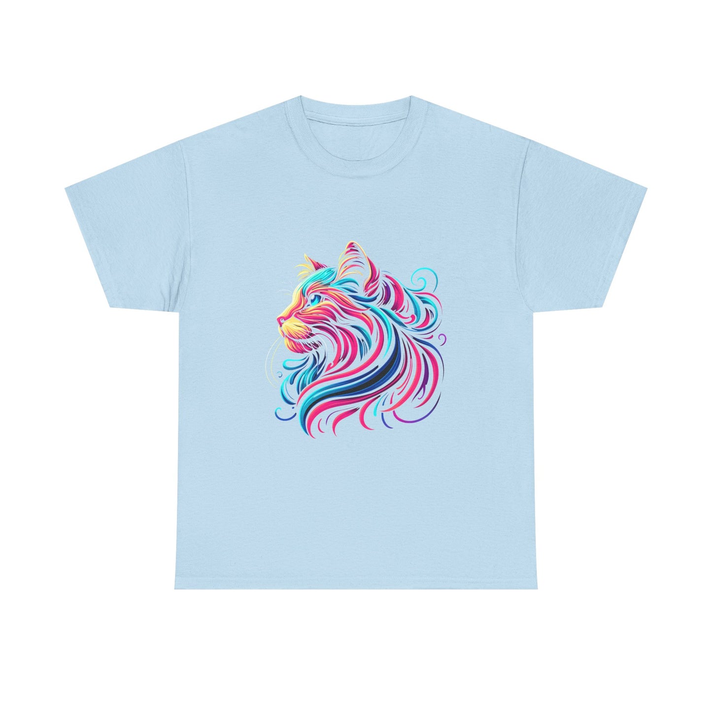 Colorful Cat Portrait T-Shirt — Vibrant Whimsical Feline Tee